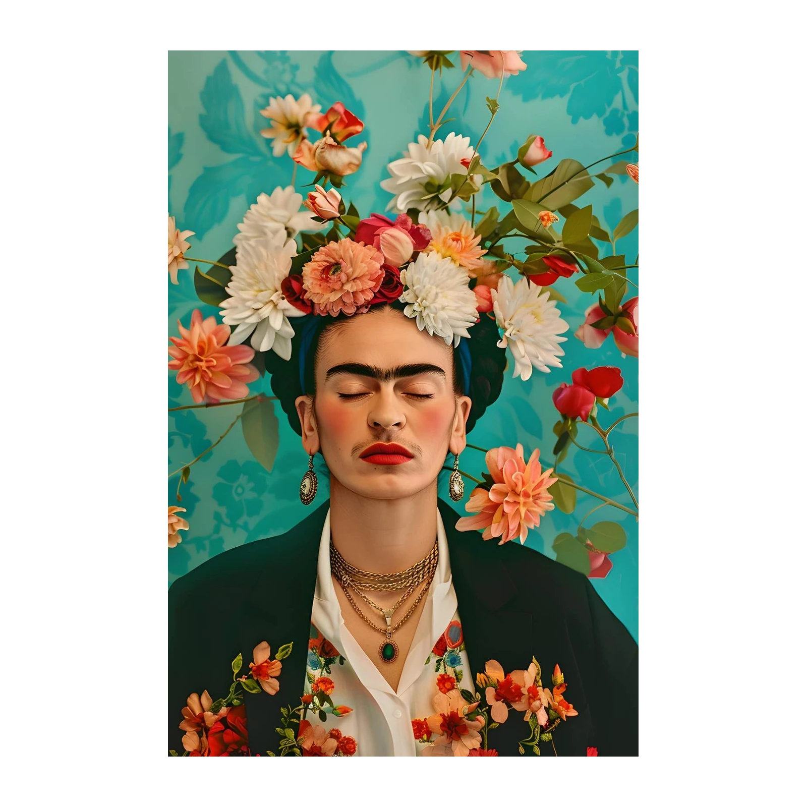 Frida Kahlo Floral Crown Wall Art
