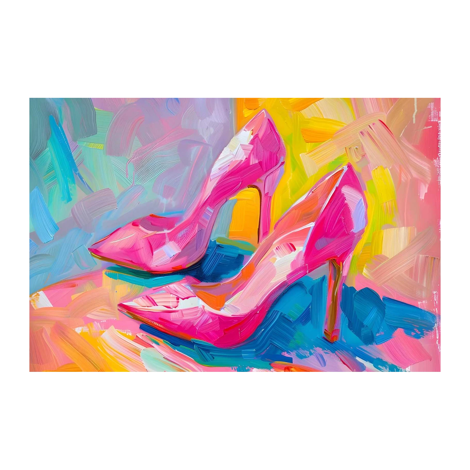 Vibrant Pink Heels Abstract Wall Art Wall Art