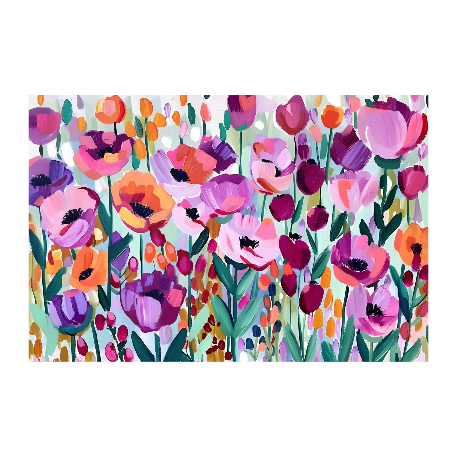 Vibrant Floral Burst Abstract Wall Art