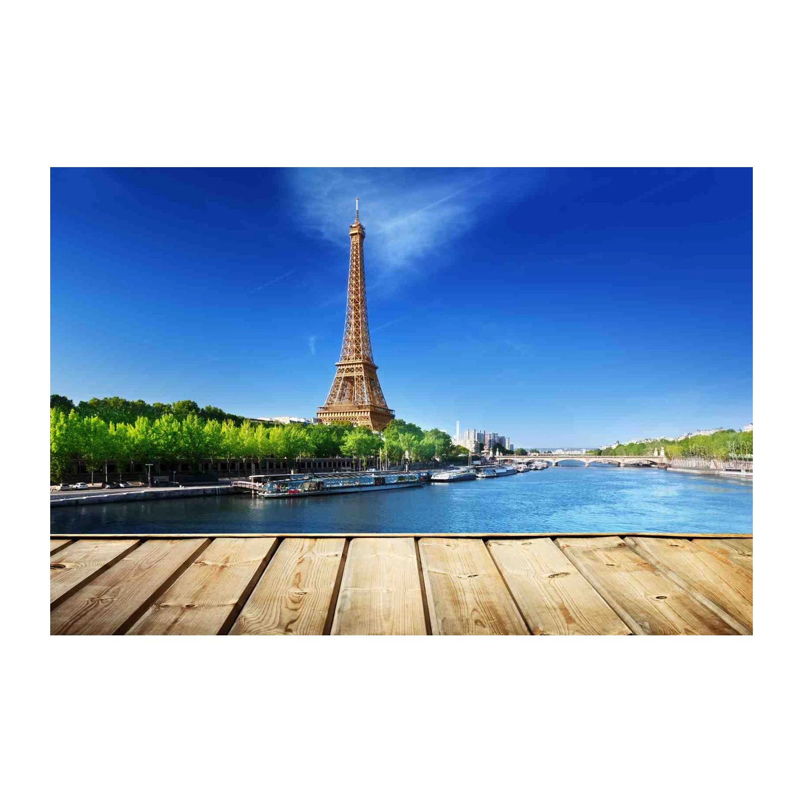 Eiffel Tower Paris River Scene Wall Art