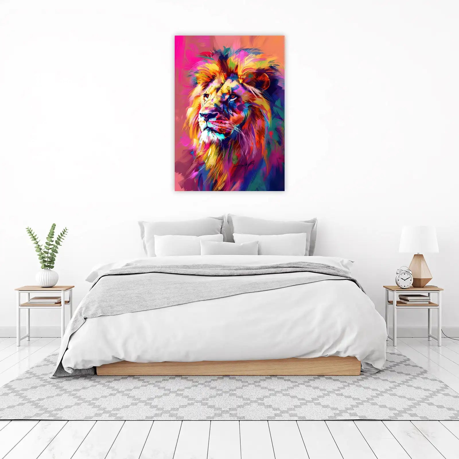 Vibrant Lion King Abstract Art Wall Art