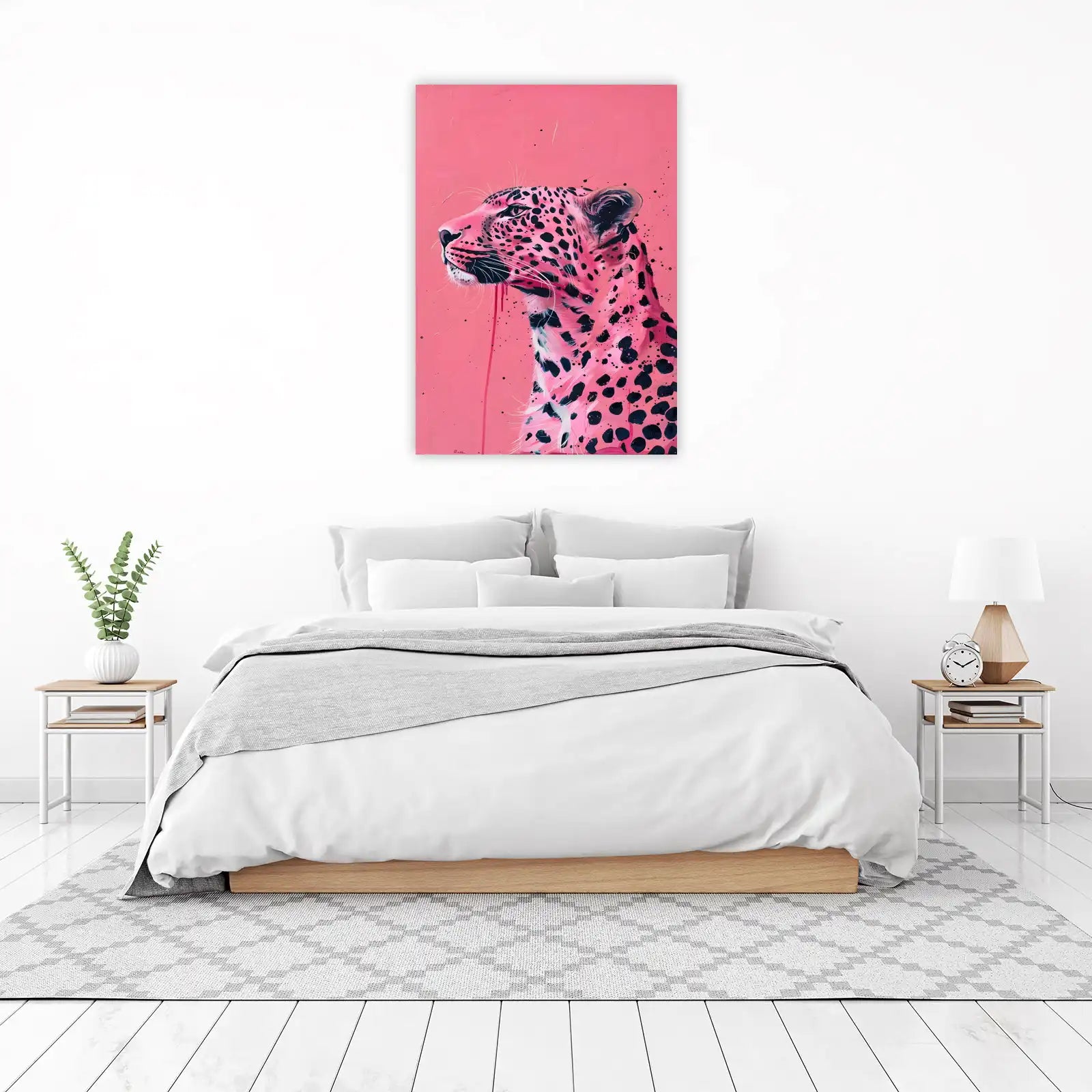 Vibrant Pink Leopard Abstract Wall Art