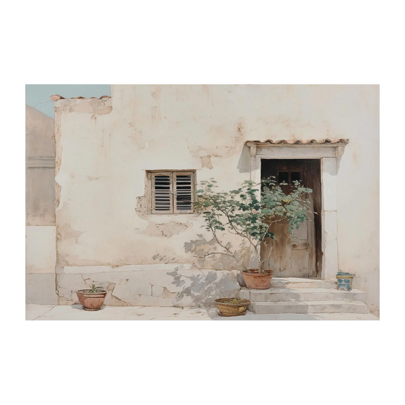 Tranquil Courtyard & Doorway Wall Art