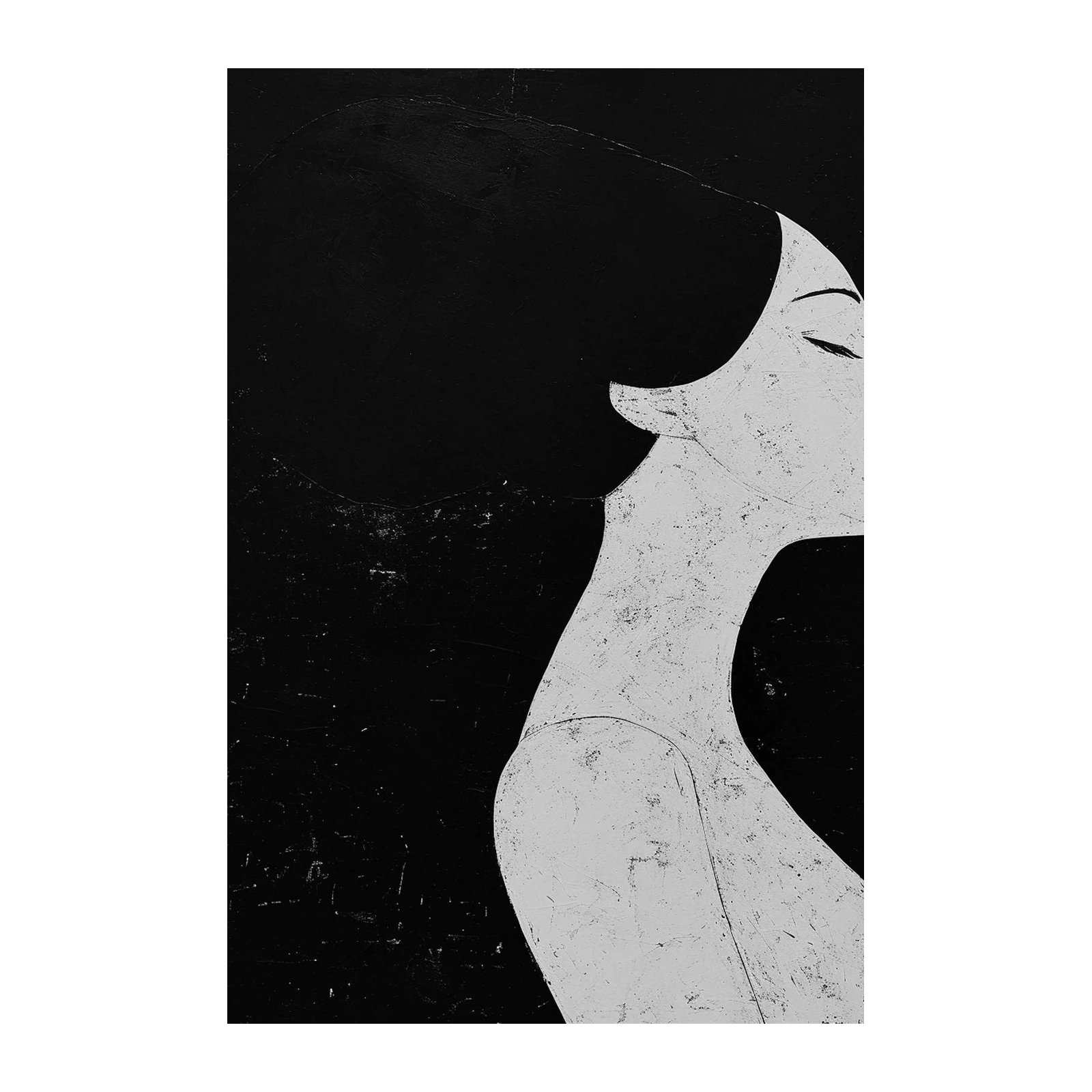 Elegant Profile Woman Black & White Wall Art