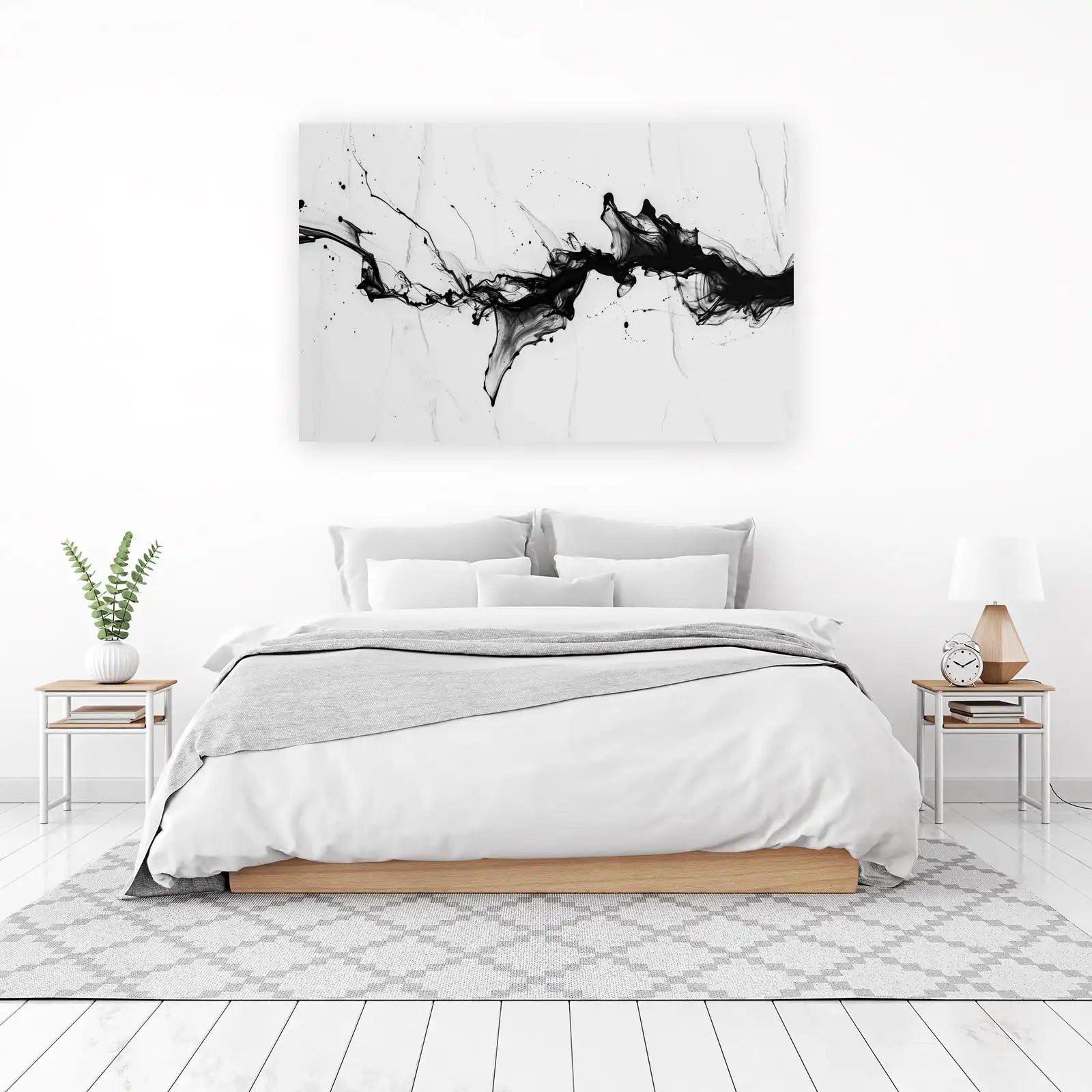 Abstract Black Ink Splash Wall Art