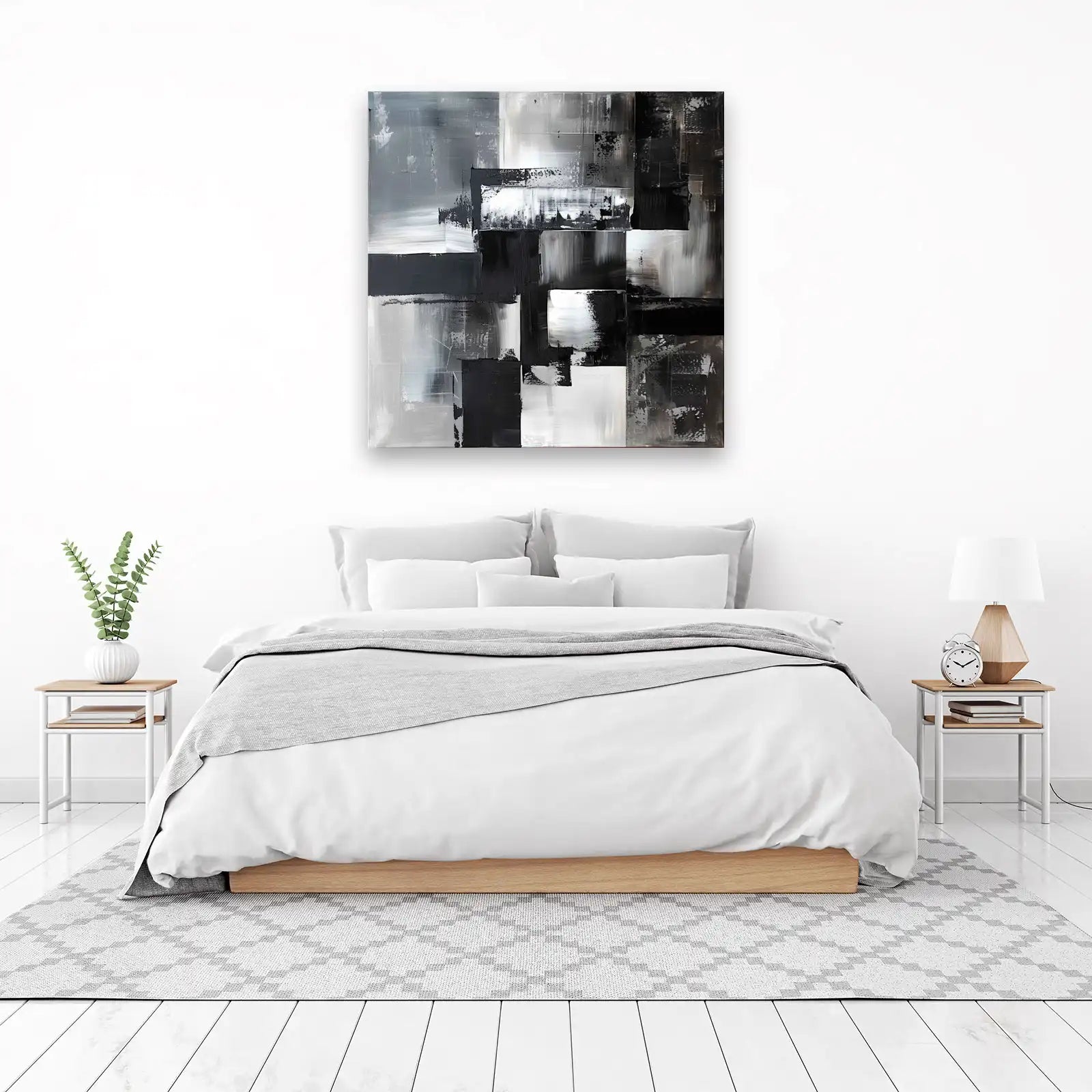Monochrome Abstract Geometric Wall Art