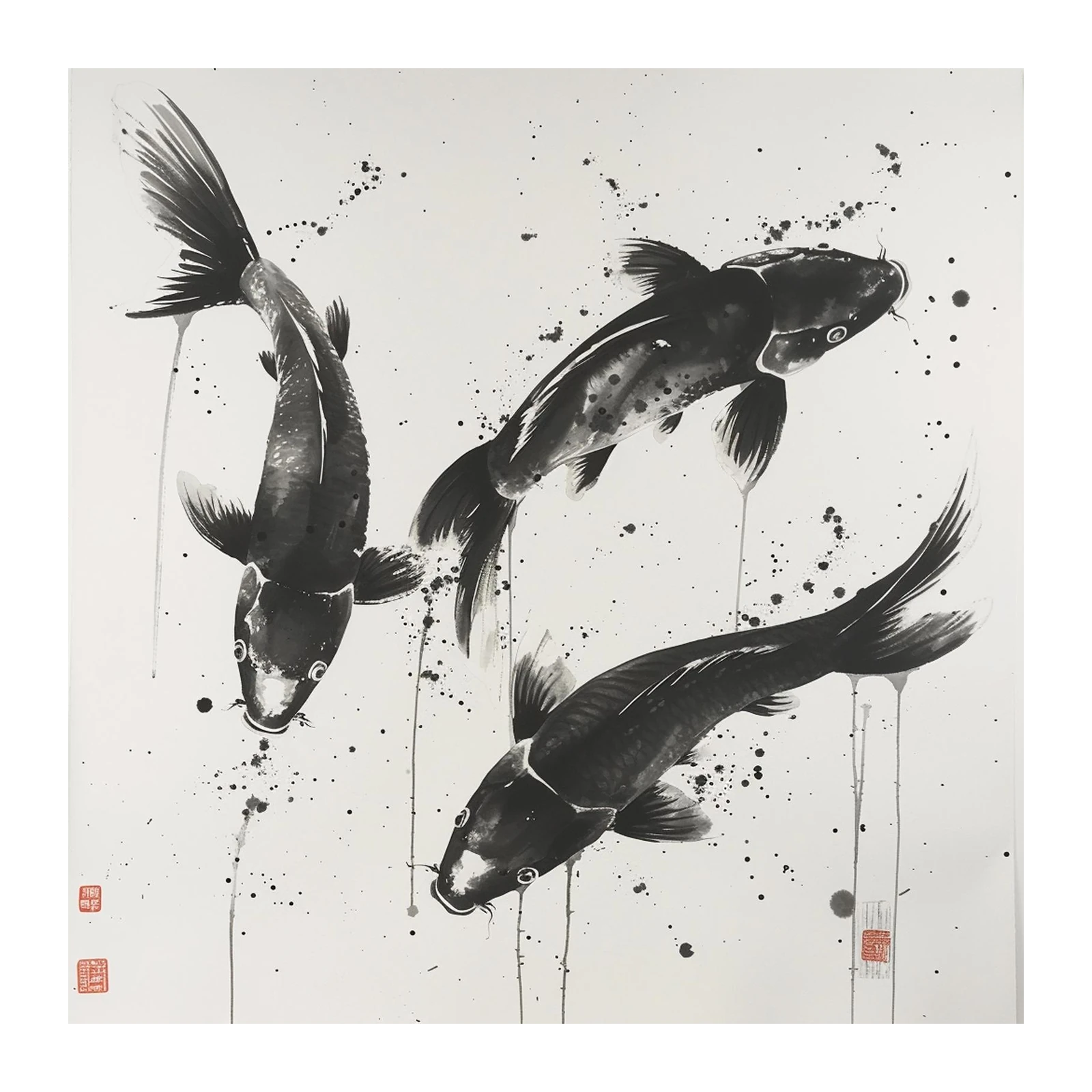 Elegant Black Koi Trio Wall Art