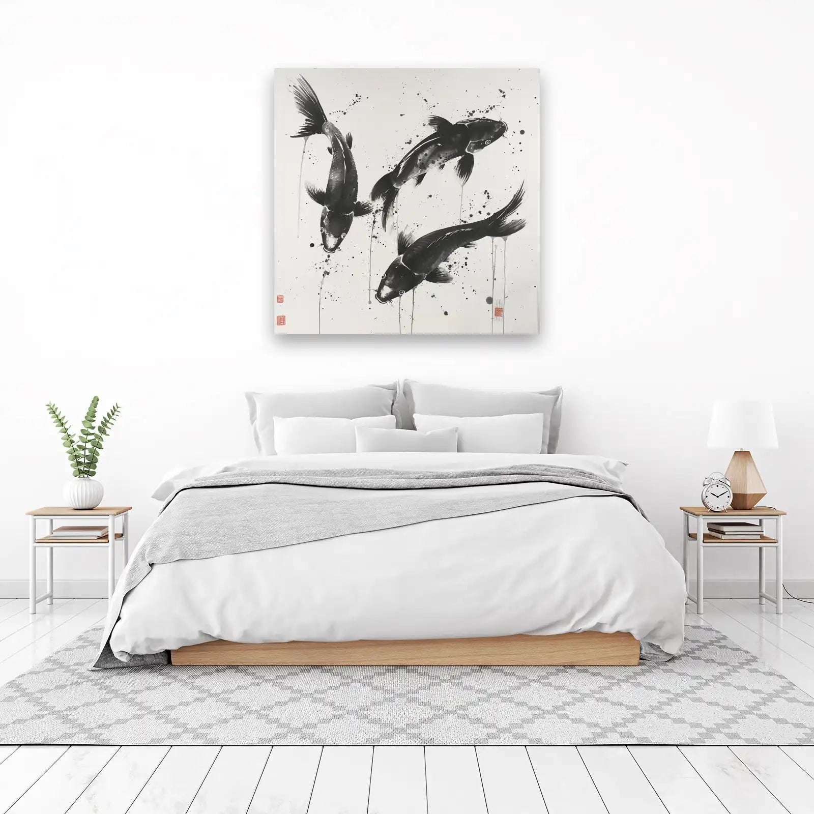 Elegant Black Koi Trio Wall Art