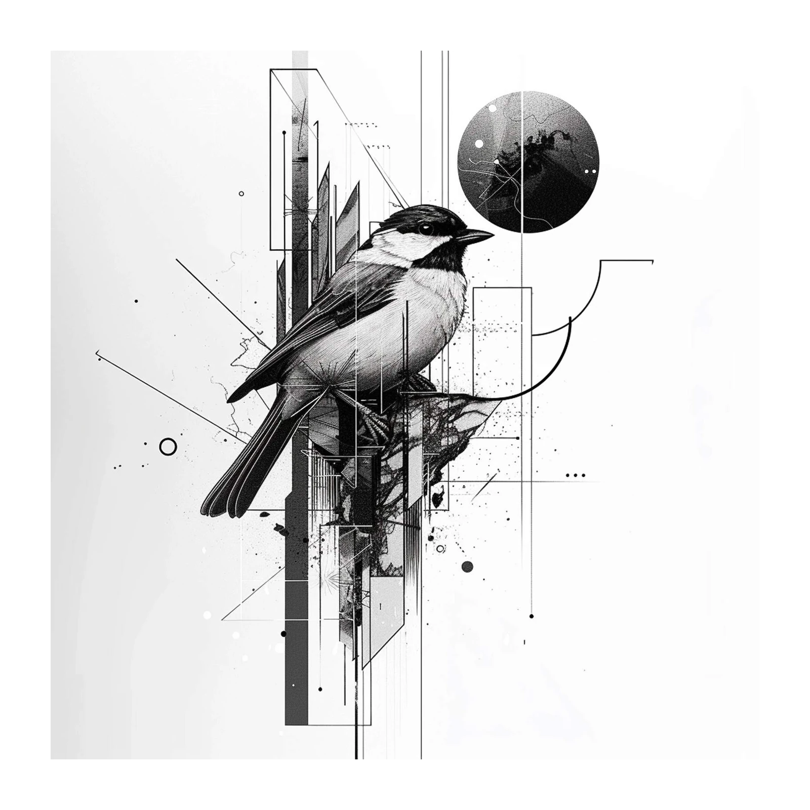Geometric Bird Sketch Wall Art