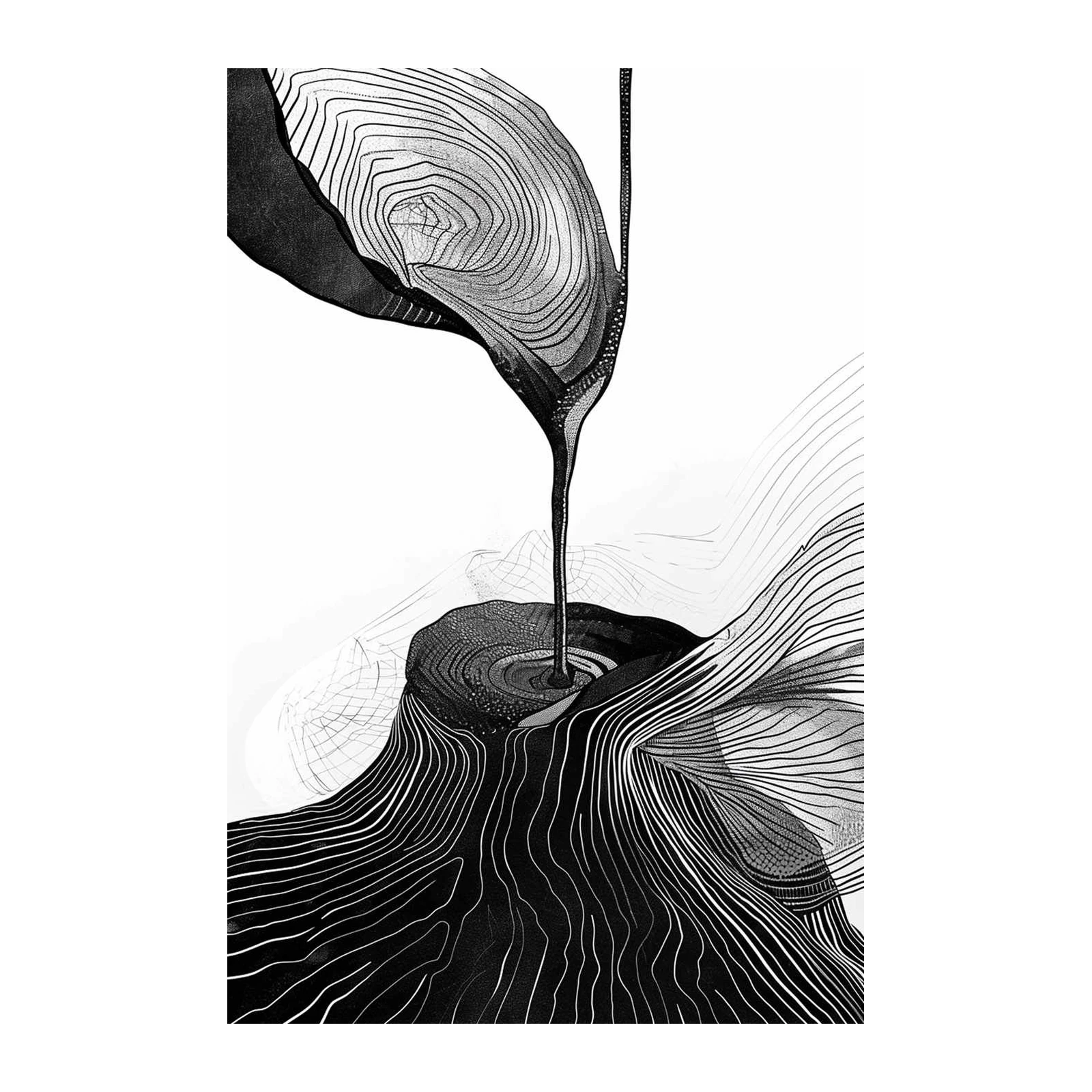 Abstract Flow Monochrome Wall Art