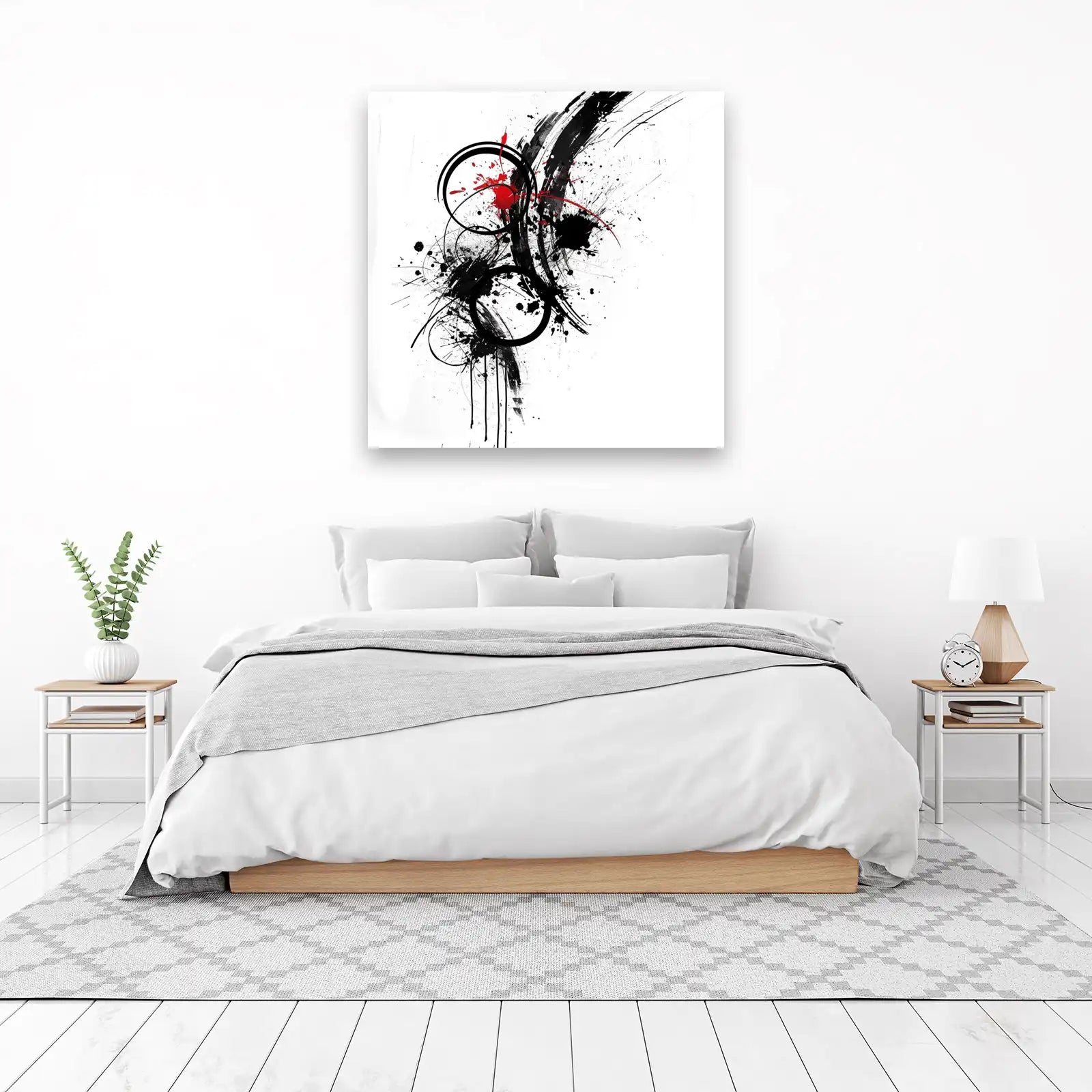 Bold Abstract Red & Black Splash Wall Art