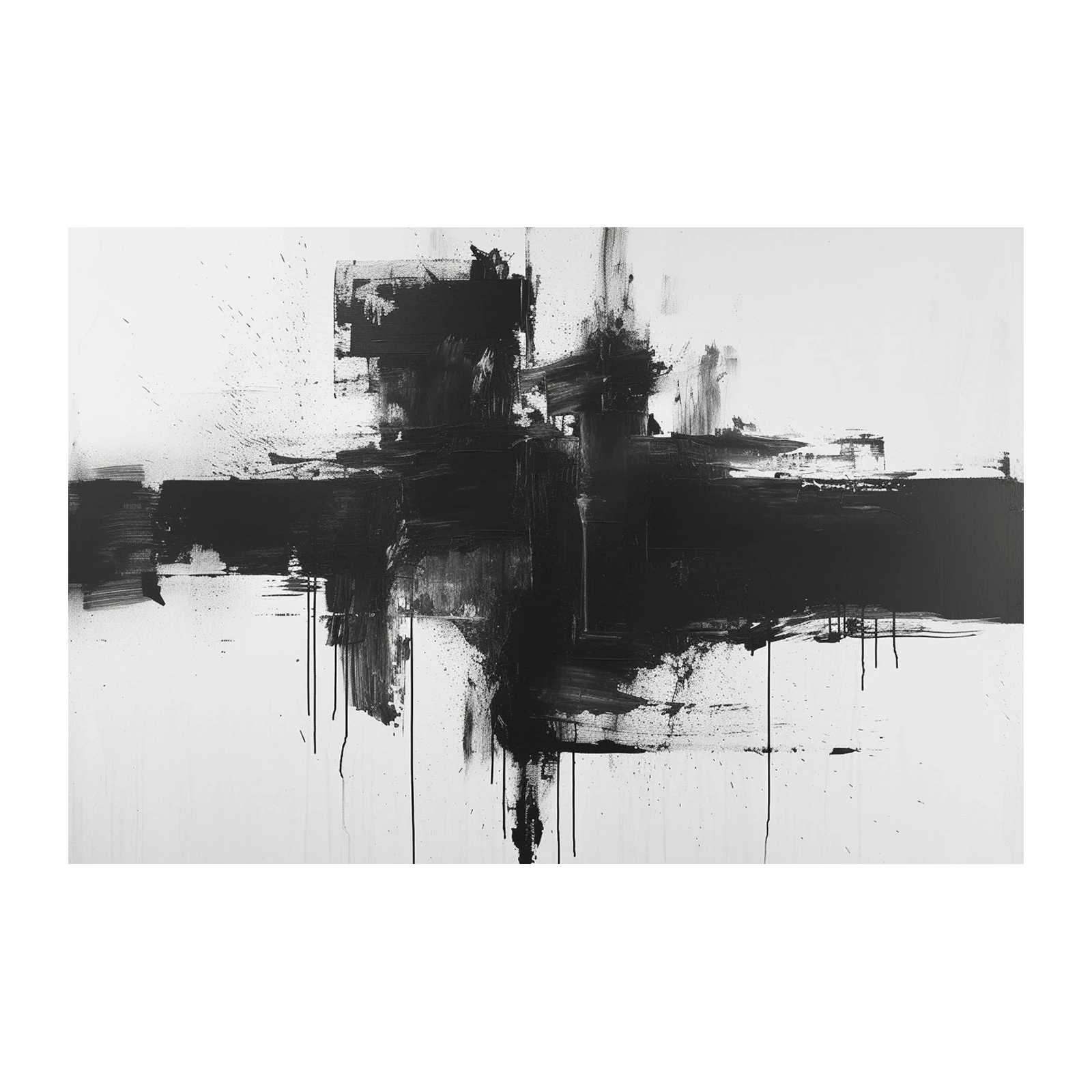 Bold Black & White Abstract Expressionist Wall Art