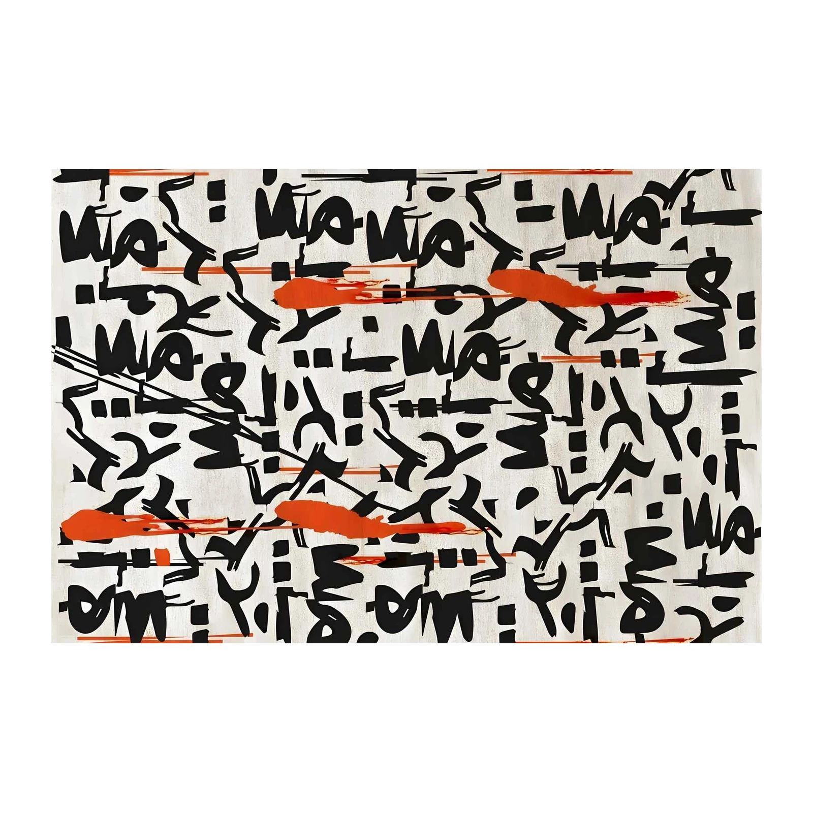 Bold Abstract Calligraphy Black & Orange Wall Art