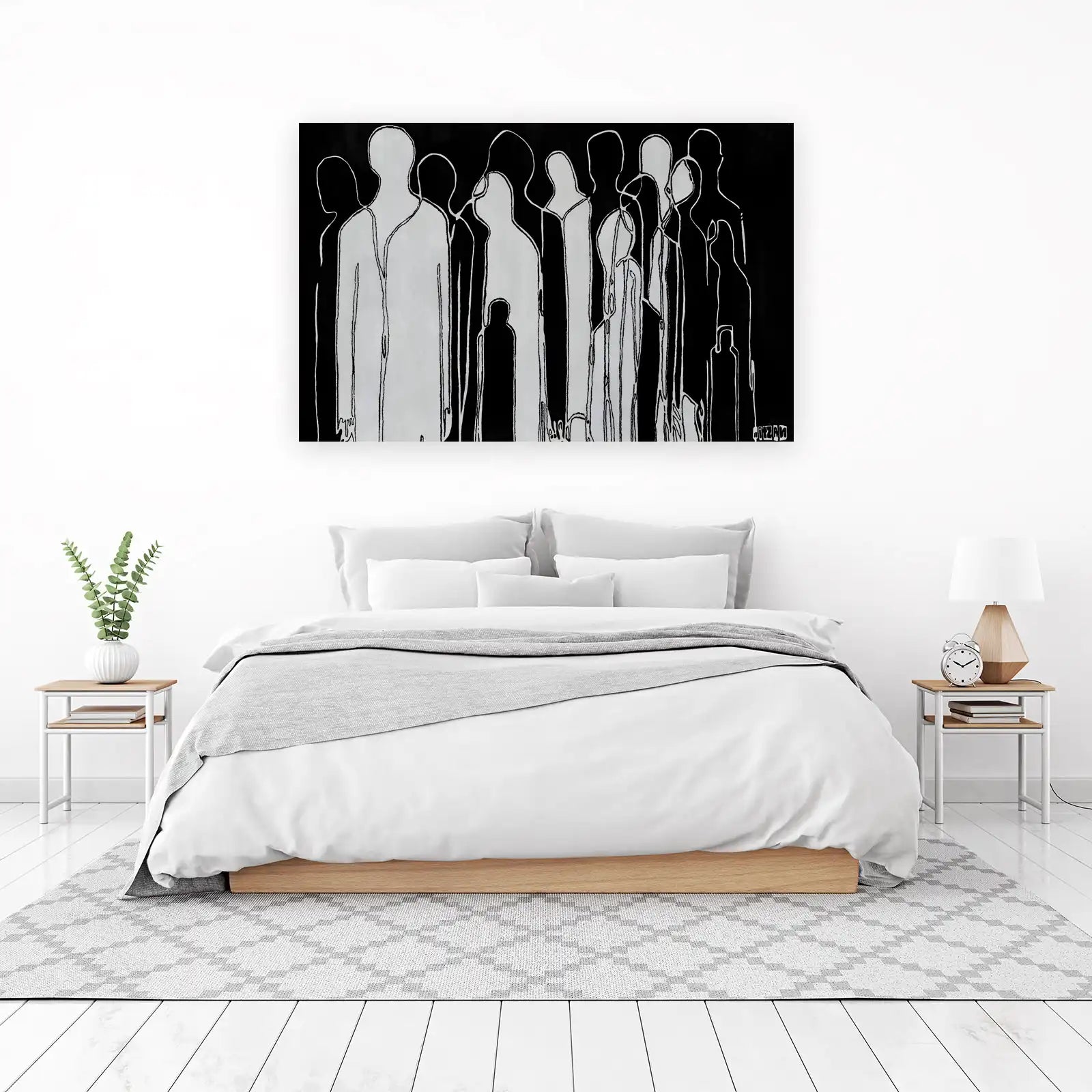 Enigmatic Figures Black & White Wall Art