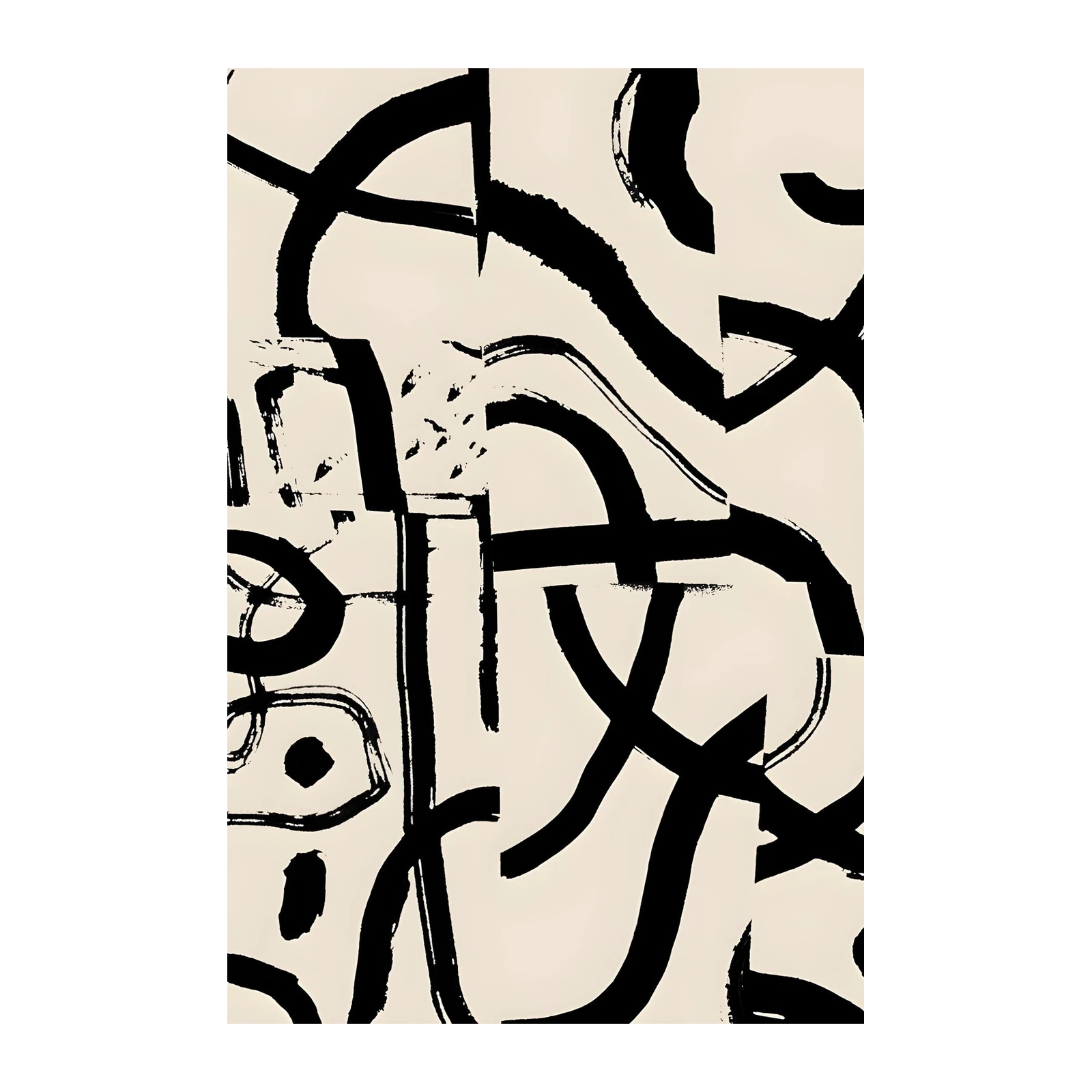 Abstract Brushstroke Black & White Wall Art