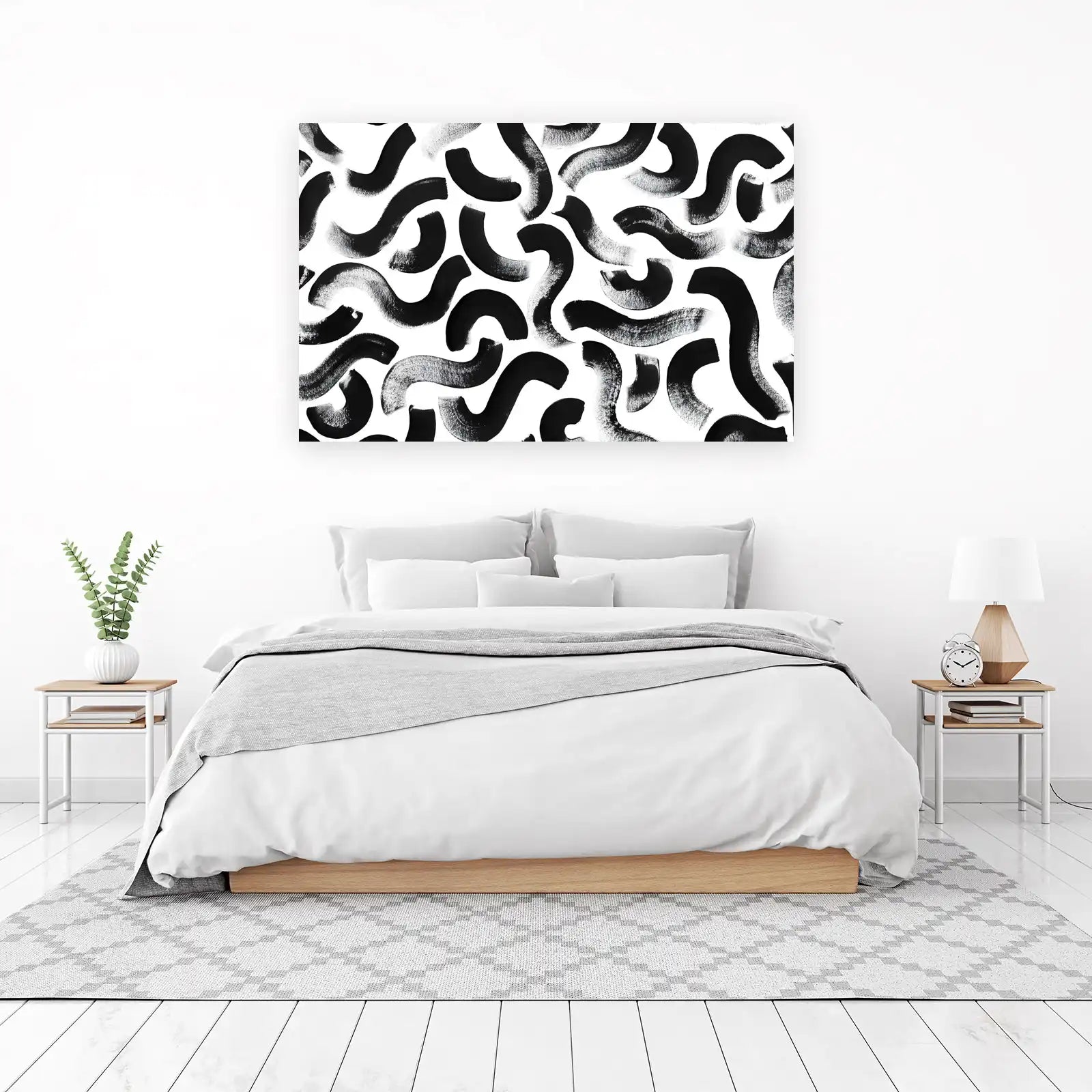 Abstract Black Swirls Modern Art Wall Art