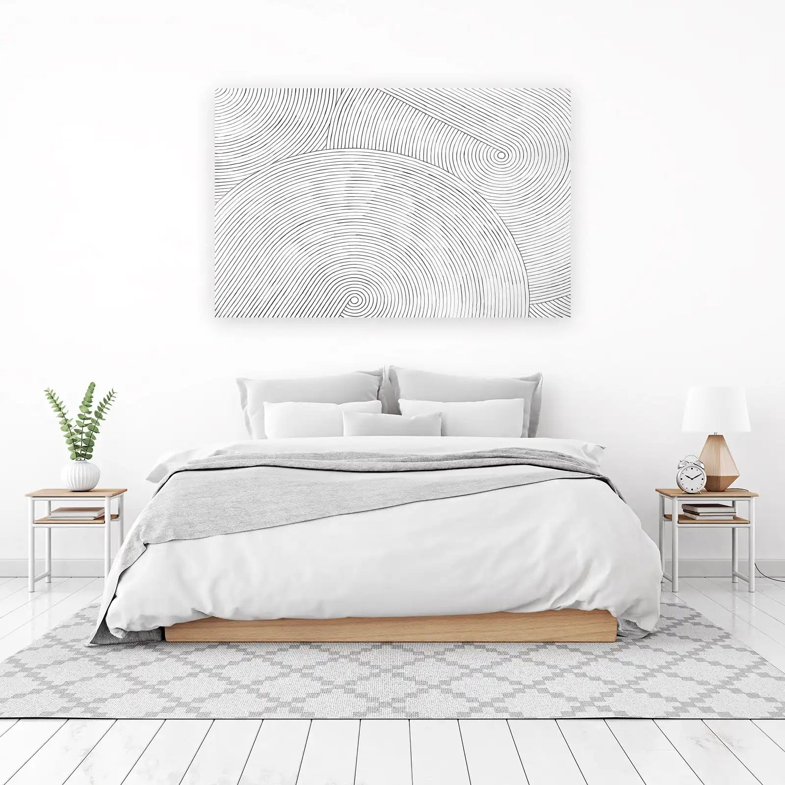 Modern Abstract Black & White Line Art Wall Art