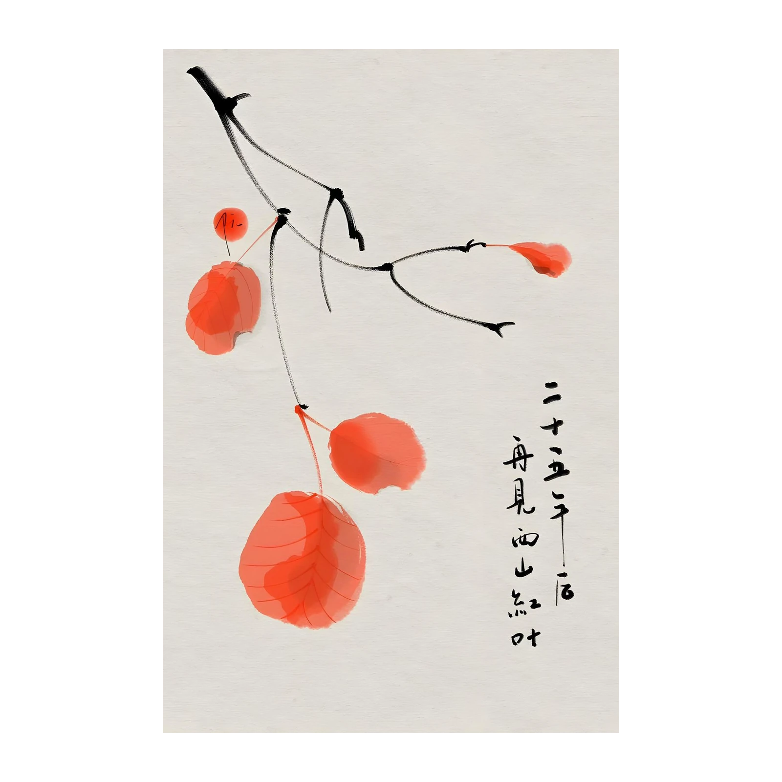 Vibrant Red Autumn Leaves Zen Wall Art