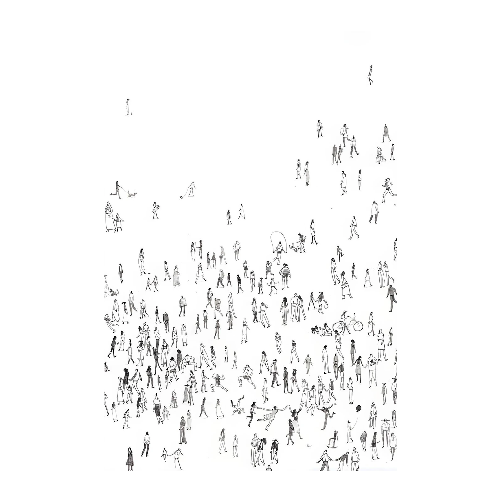 Abstract People Crowd Line Art Wall Art