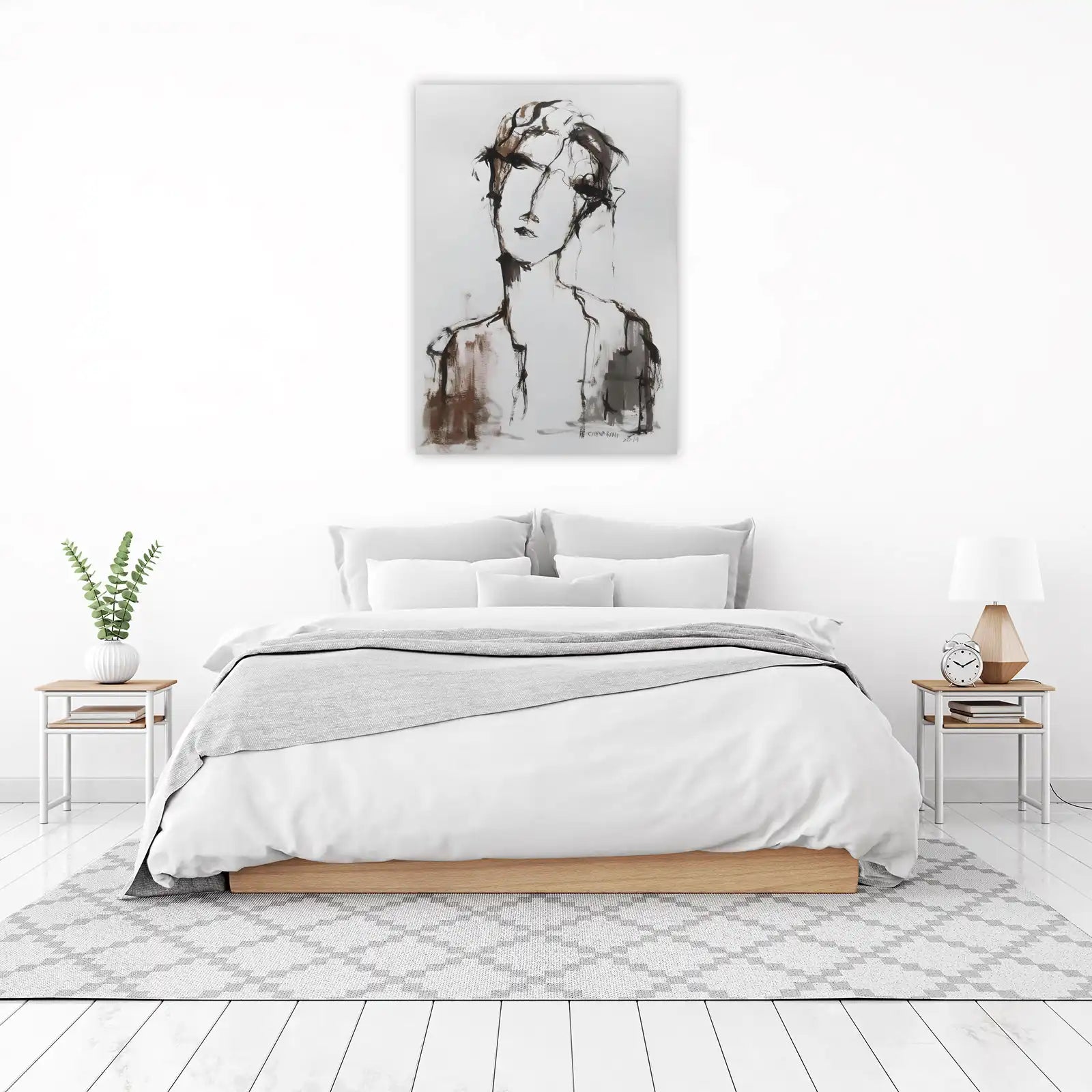 Expressive Portrait Sketch Wall Art