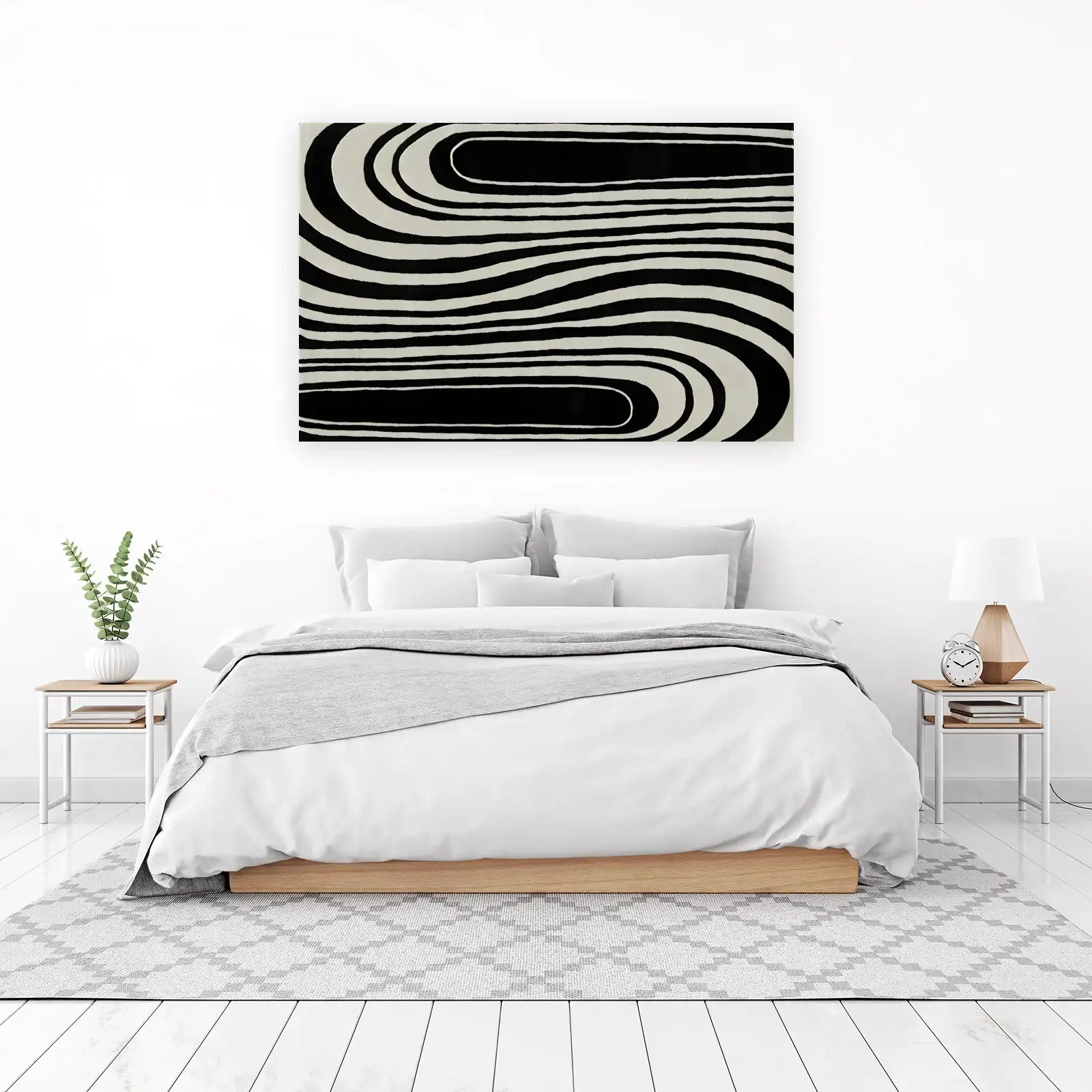 Modern Black & White Wave Wall Art