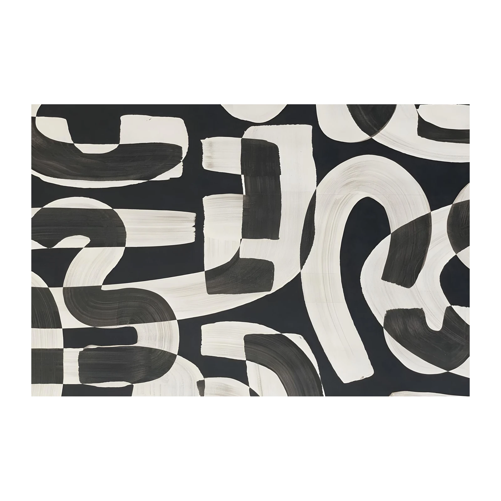 Abstract Monochrome Swirls Wall Art