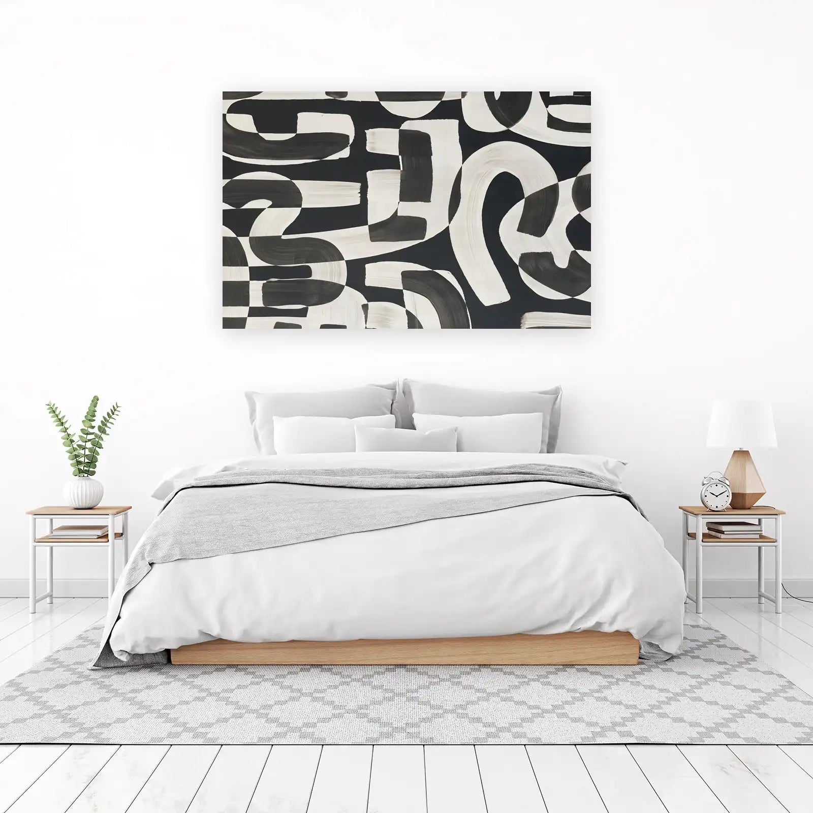 Abstract Monochrome Swirls Wall Art