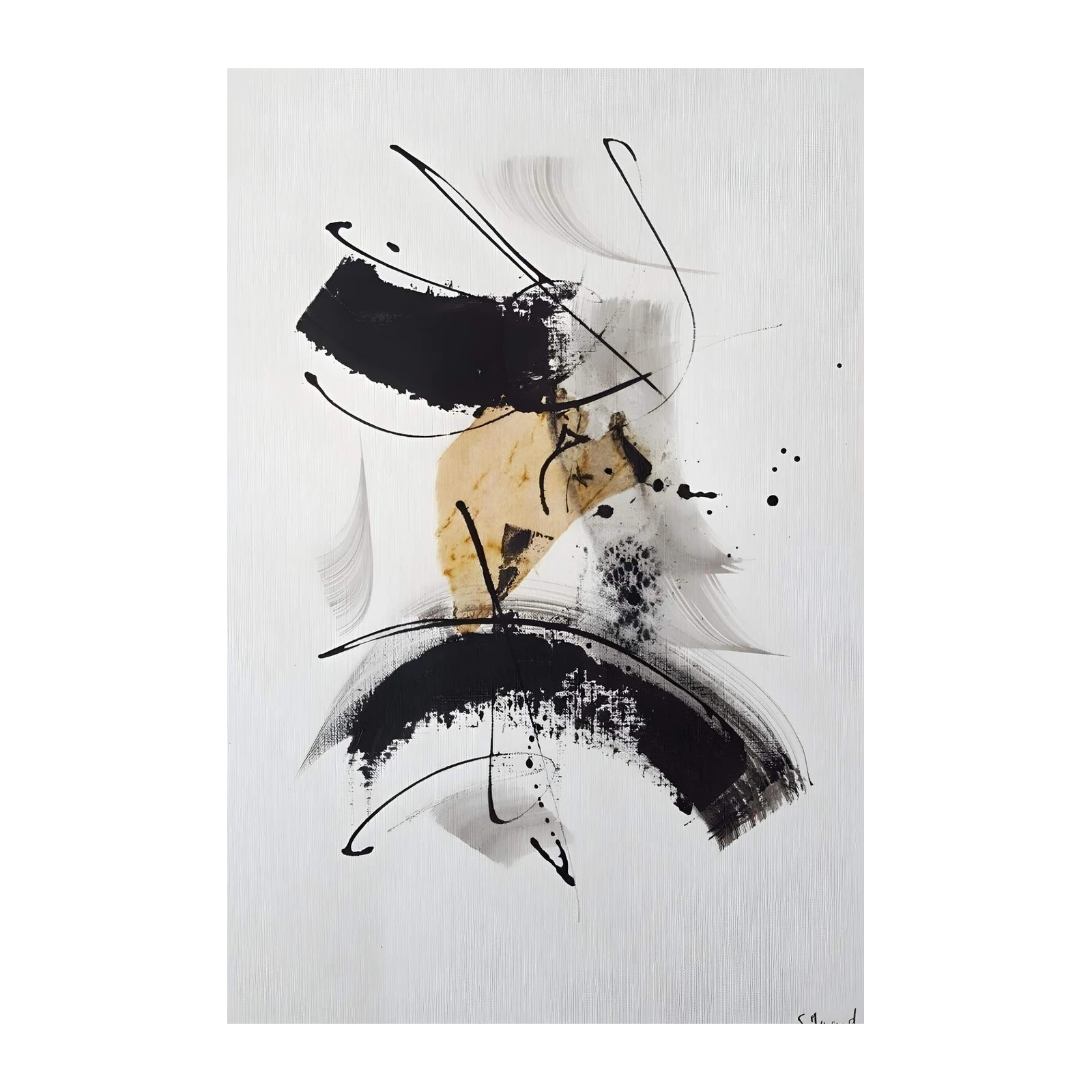 Abstract Ink Splash Black & Gold Wall Art