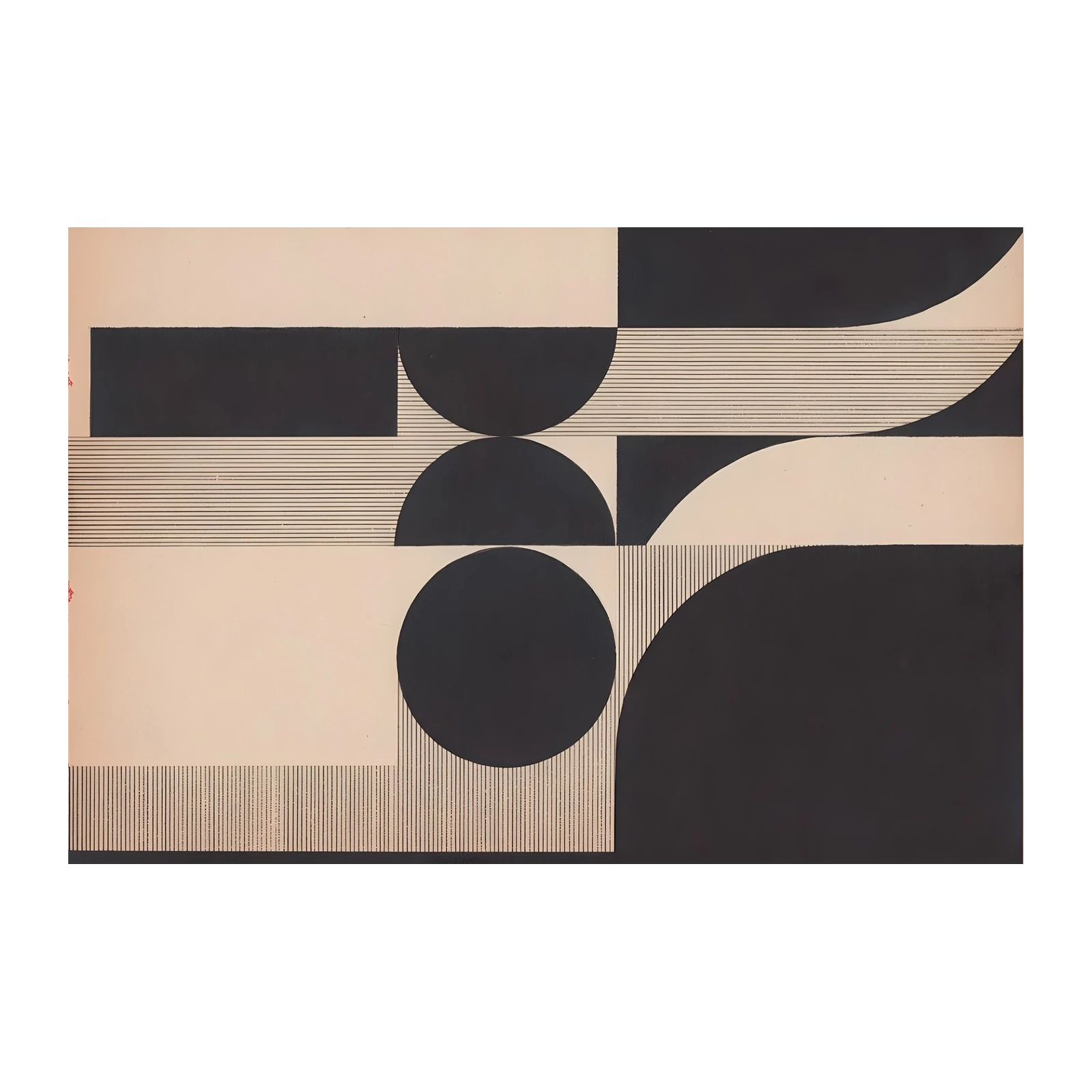 Minimalist Geometric Arc Black & Cream Wall Art