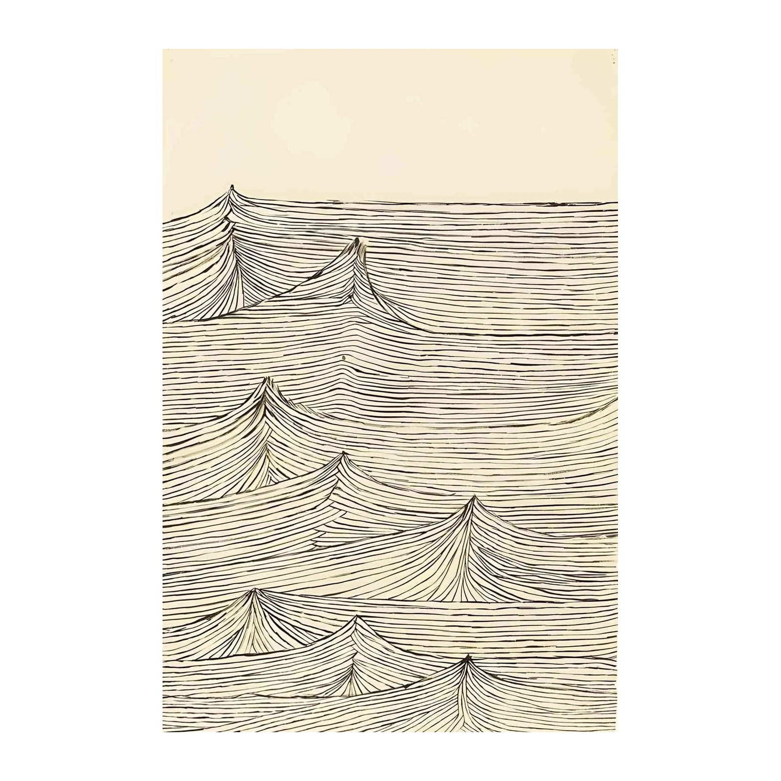 Abstract Wave Minimalist Black & White Wall Art