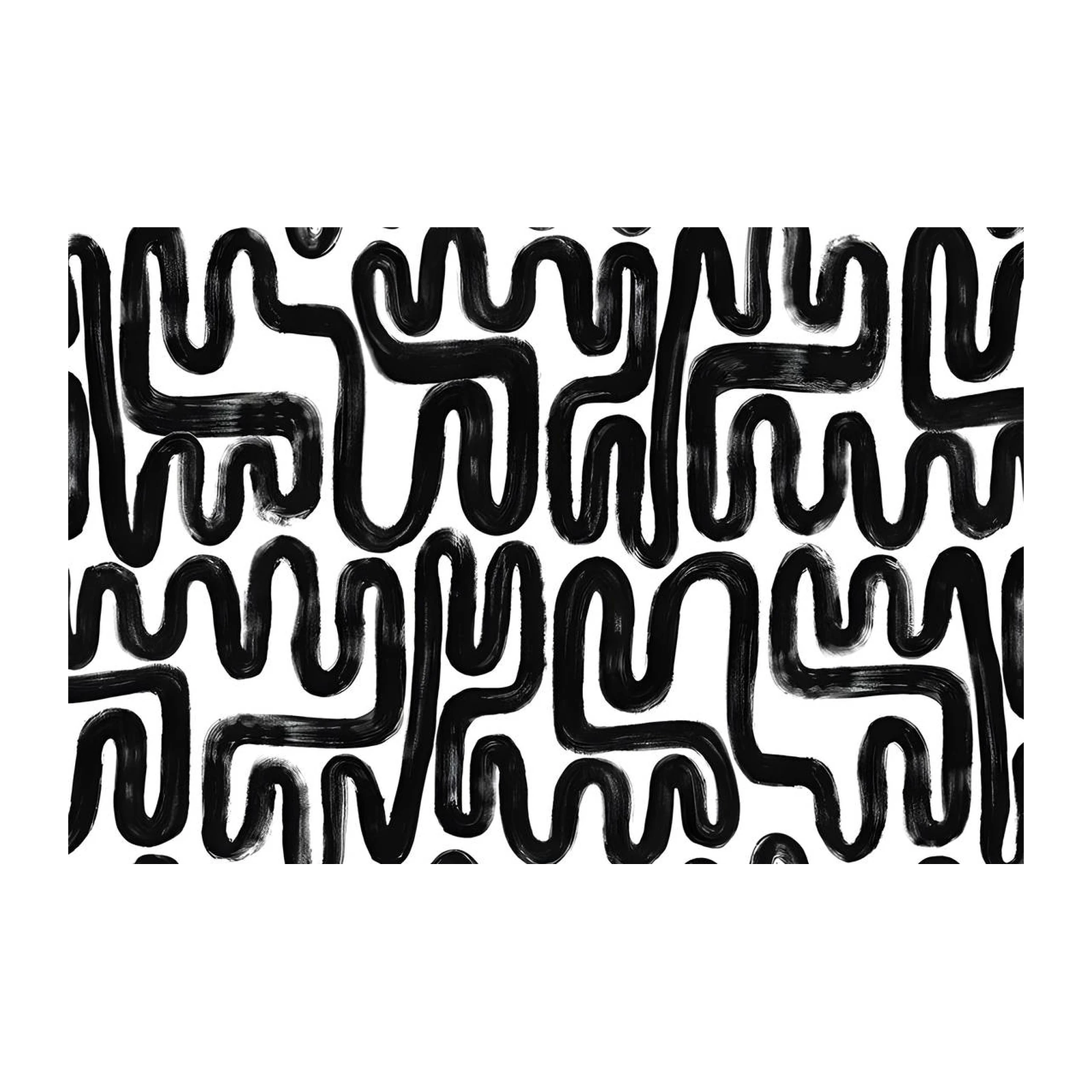 Bold Black Abstract Waves Wall Art