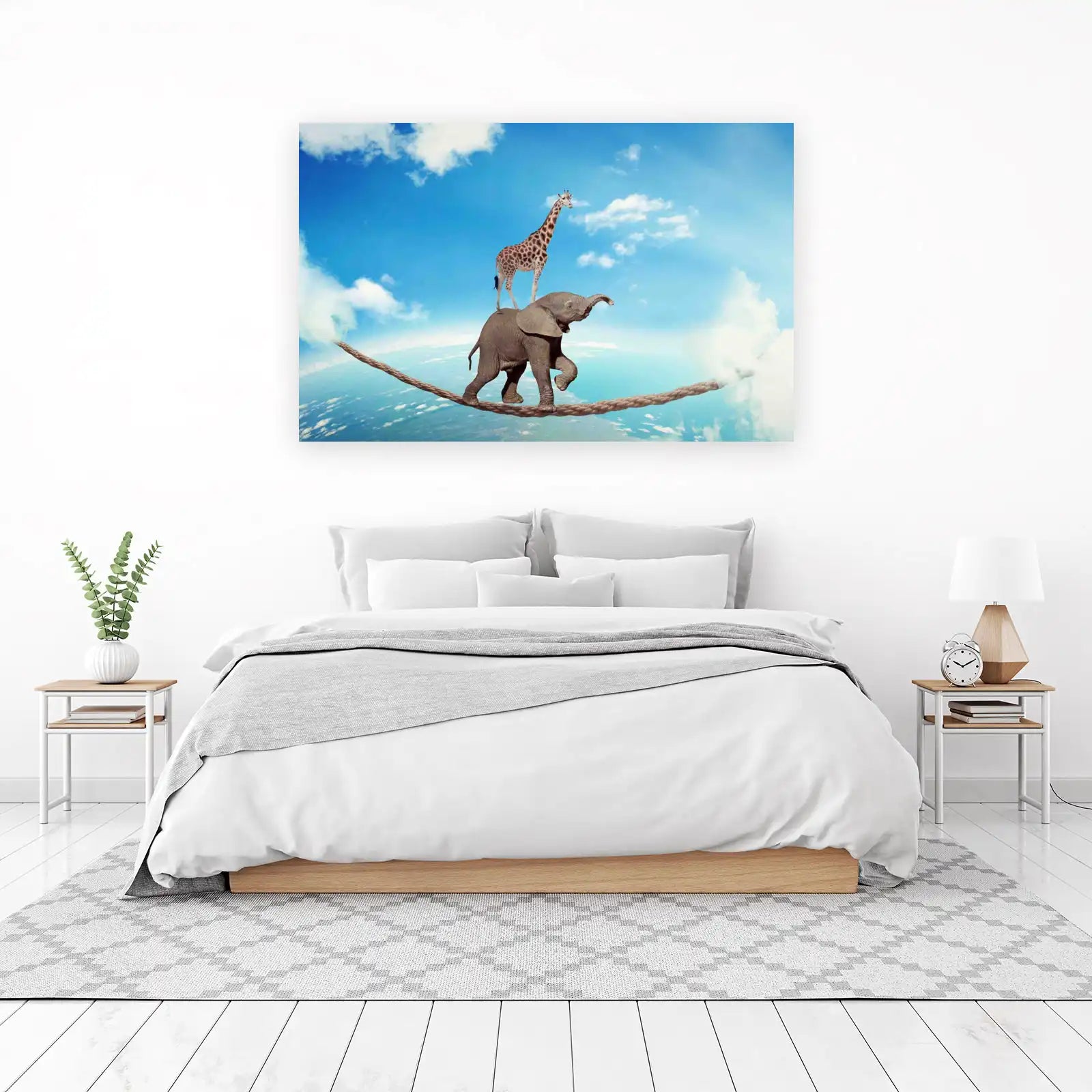 Elephant & Giraffe Tightrope Wall Art