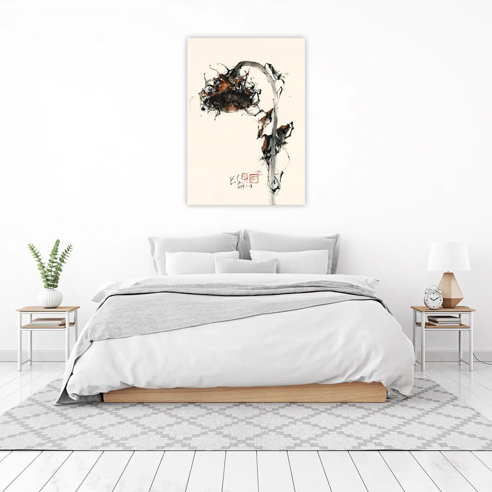 Abstract Sunflower Ink Art Wall Art