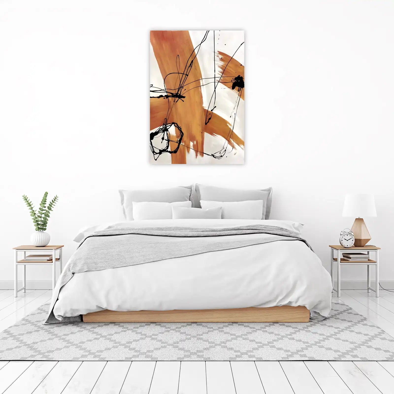 Bold Abstract Ochre & Black Swirl Wall Art