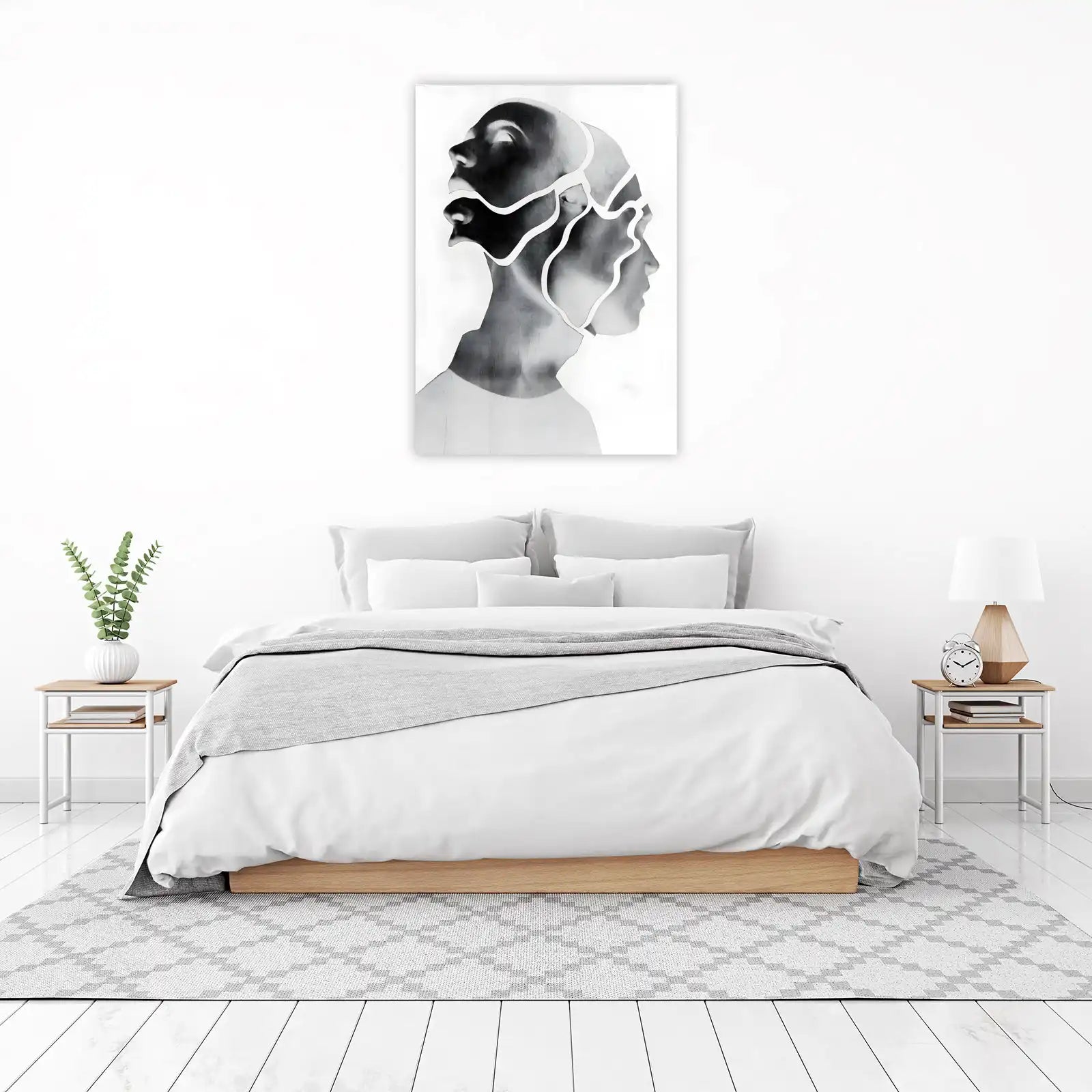 Abstract Fragmented Face Monochrome Wall Art