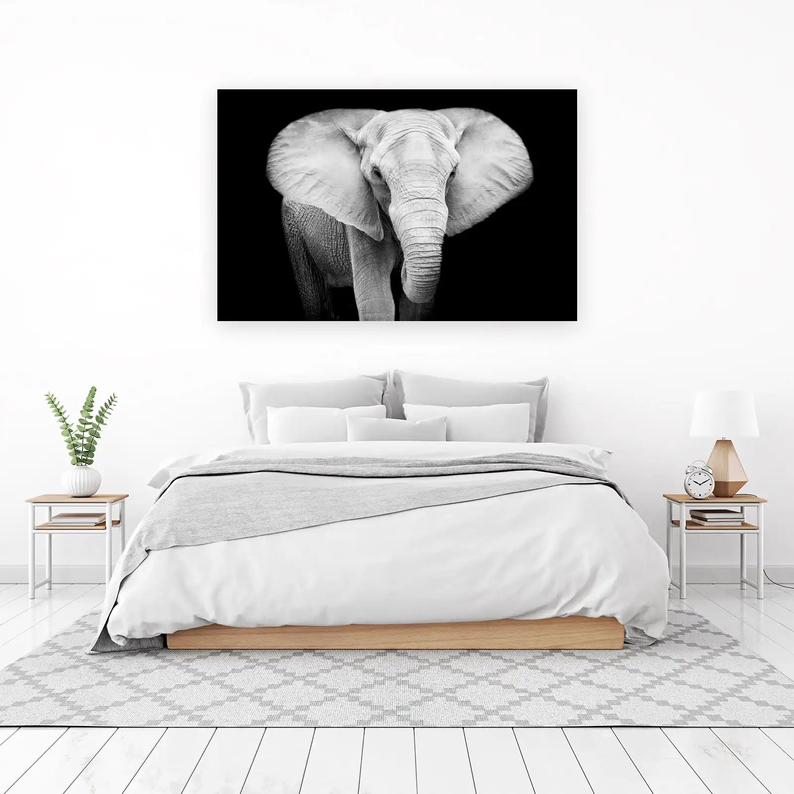 Majestic Elephant Portrait Black & White Wall Art