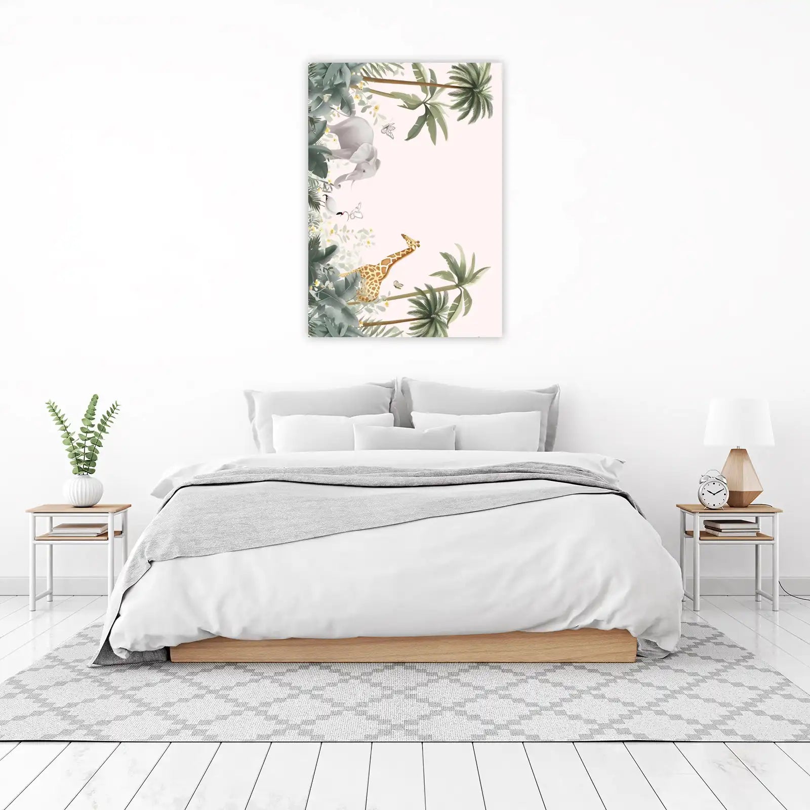 Jungle Safari Animals & Palm Leaves Wall Art