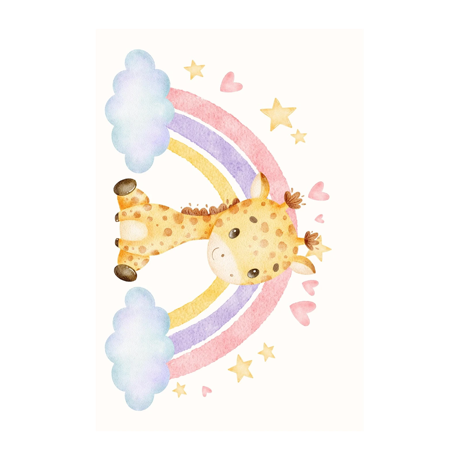 Cute Giraffe Rainbow Nursery Wall Art Wall Art