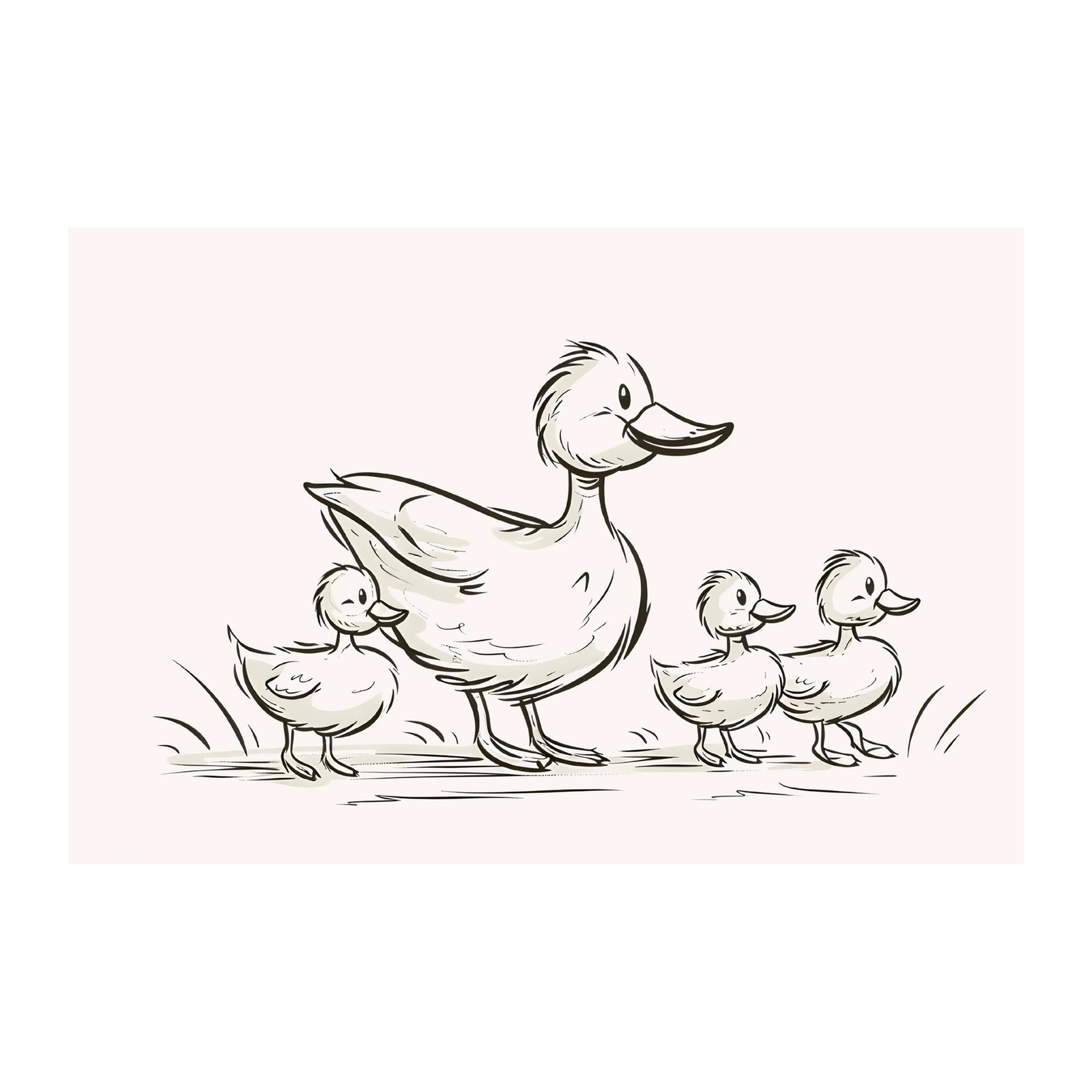 Charming Duck Family Sketch Wall Art