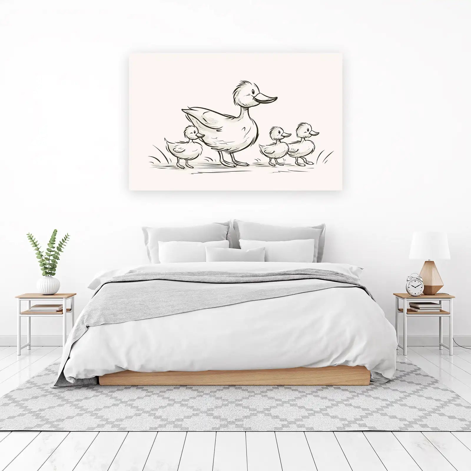 Charming Duck Family Sketch Wall Art
