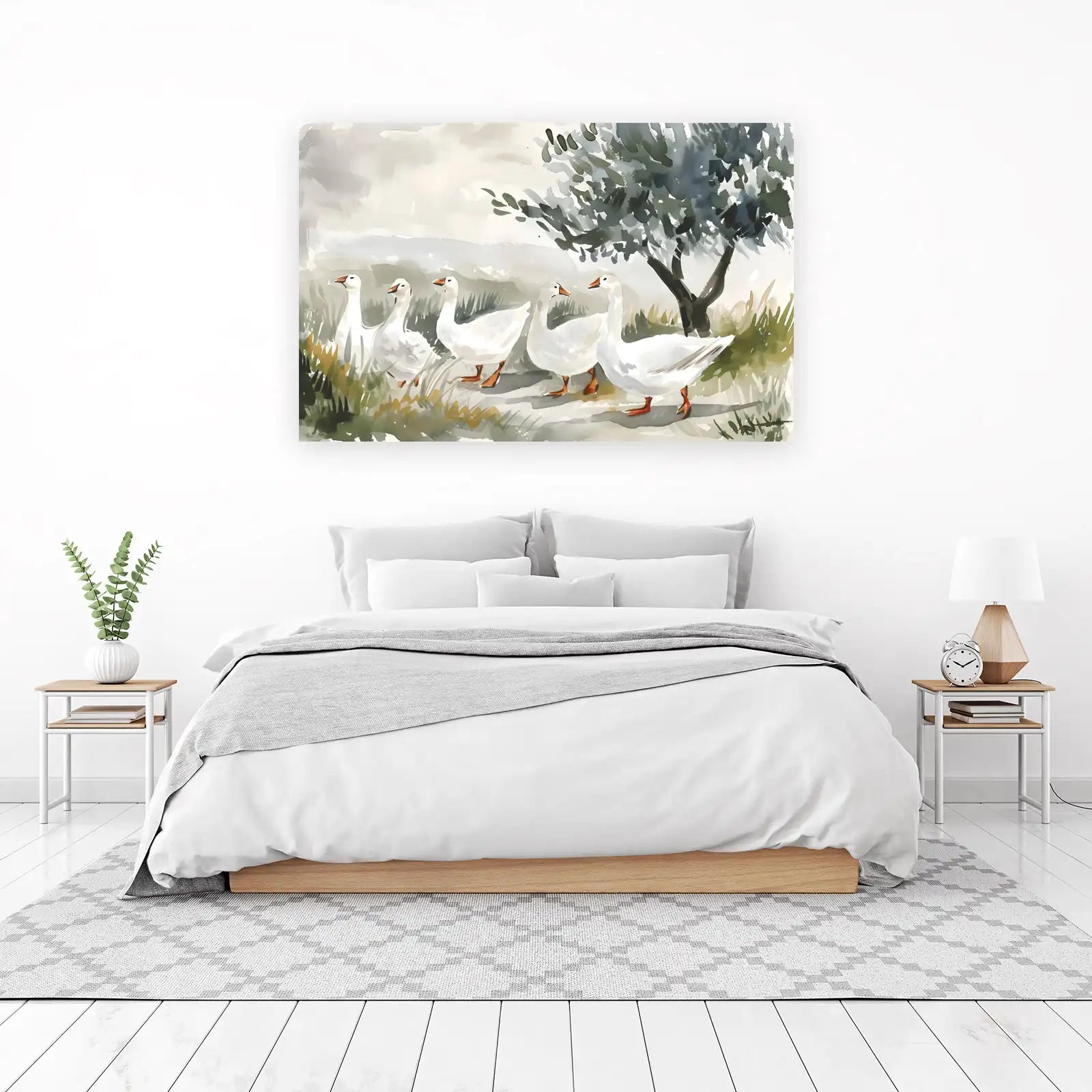 Charming Geese Watercolor Wall Art Wall Art