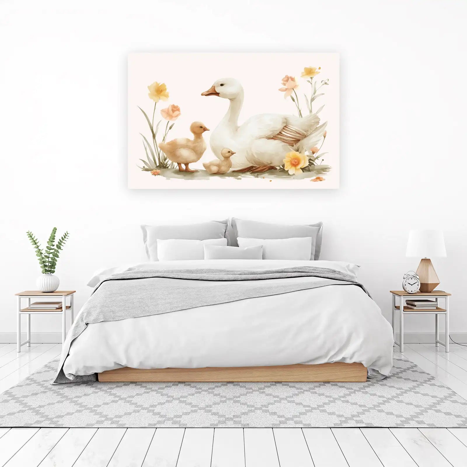 Charming Goose Family Watercolor Wall Art