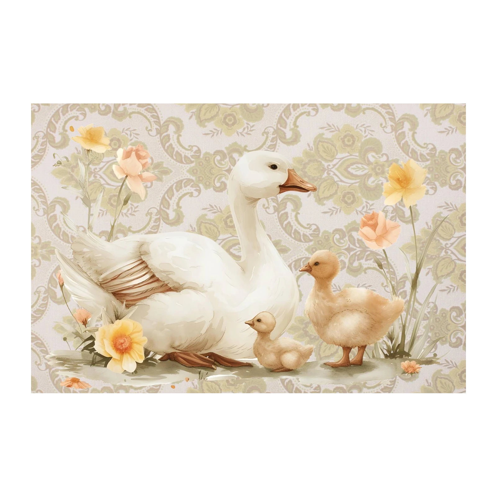Charming Goose Family Watercolor Wall Art