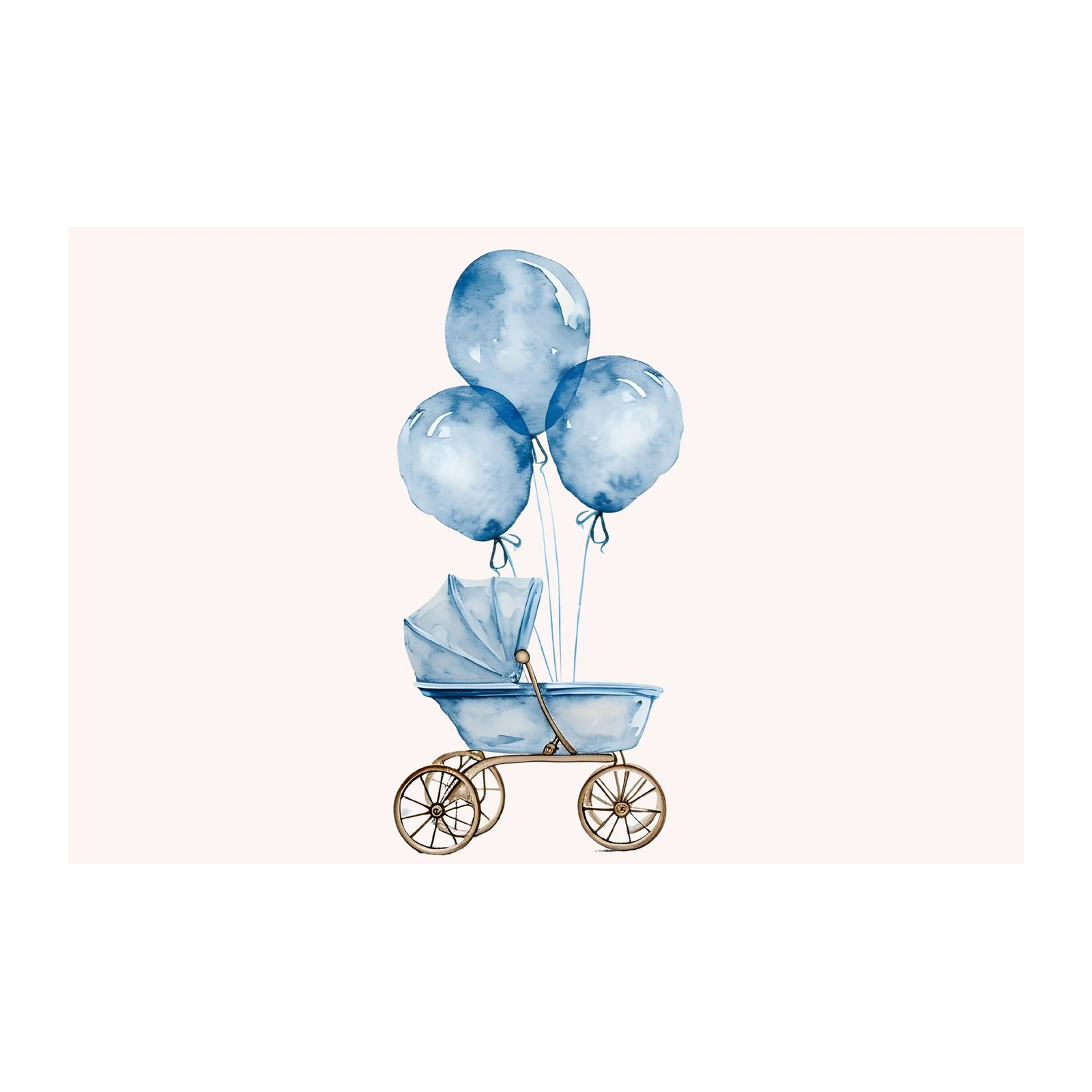 Sweet Dreams Blue Pram & Balloons Wall Art