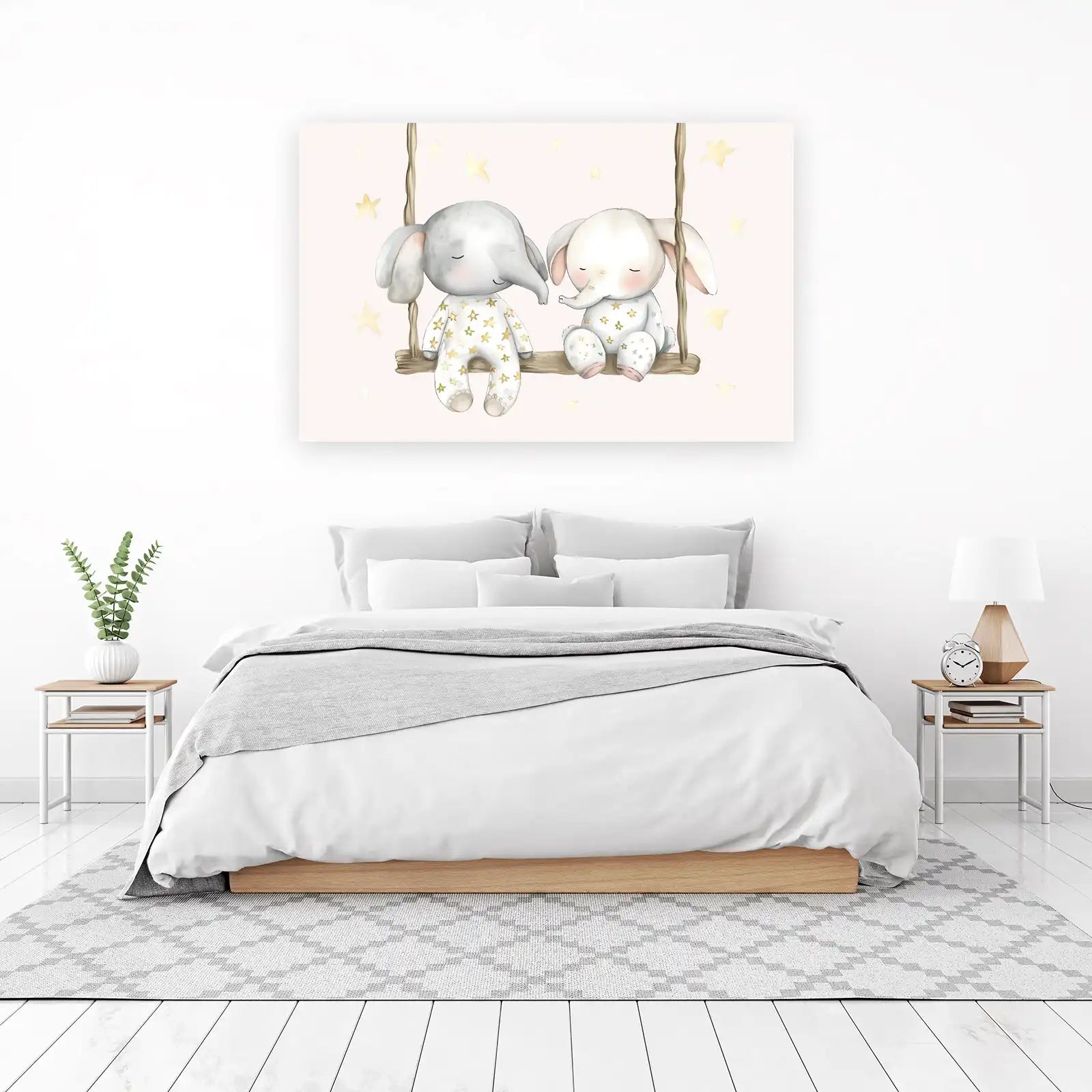 Adorable Elephants Starry Swing Wall Art