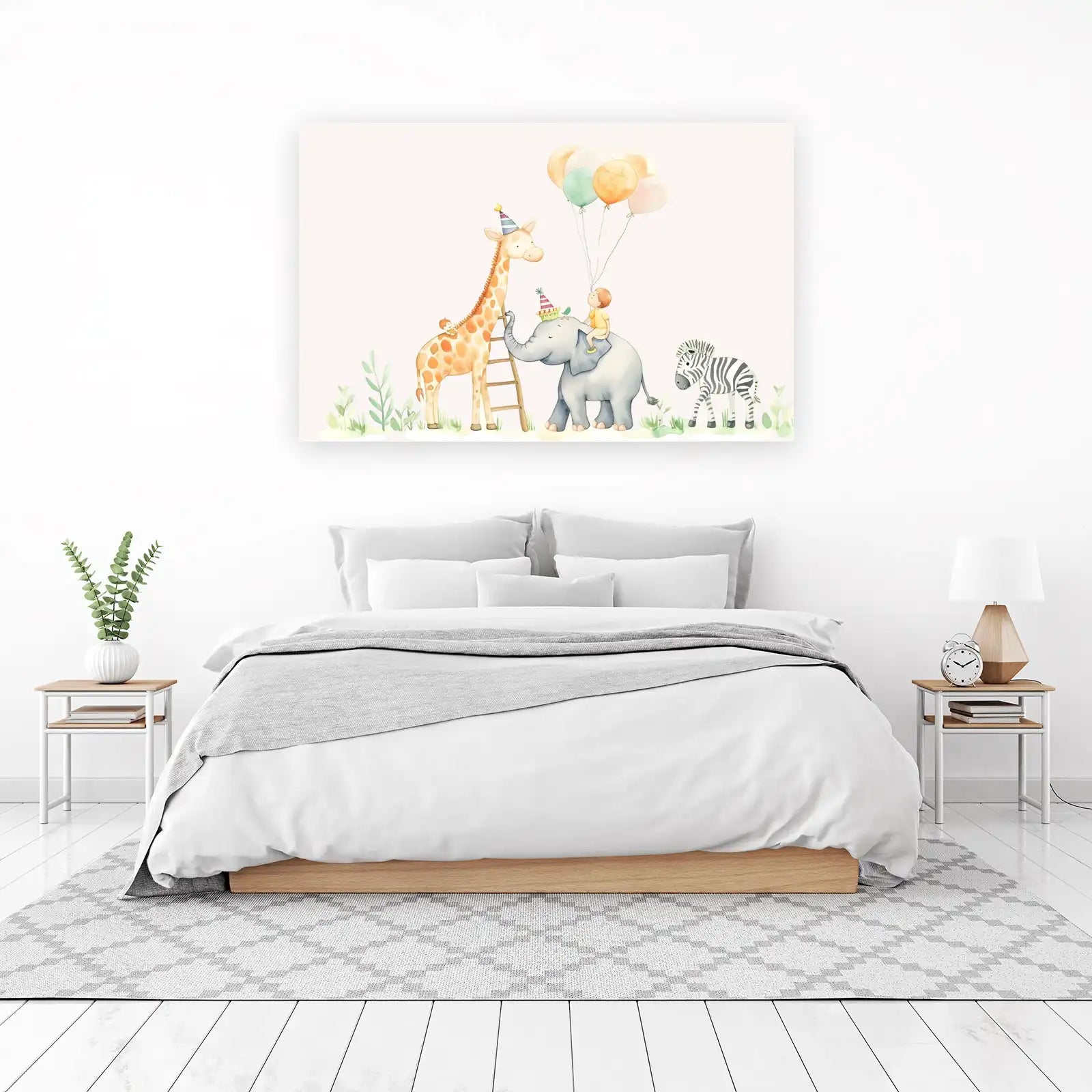 Whimsical Safari Friends Balloon Ride Wall Art