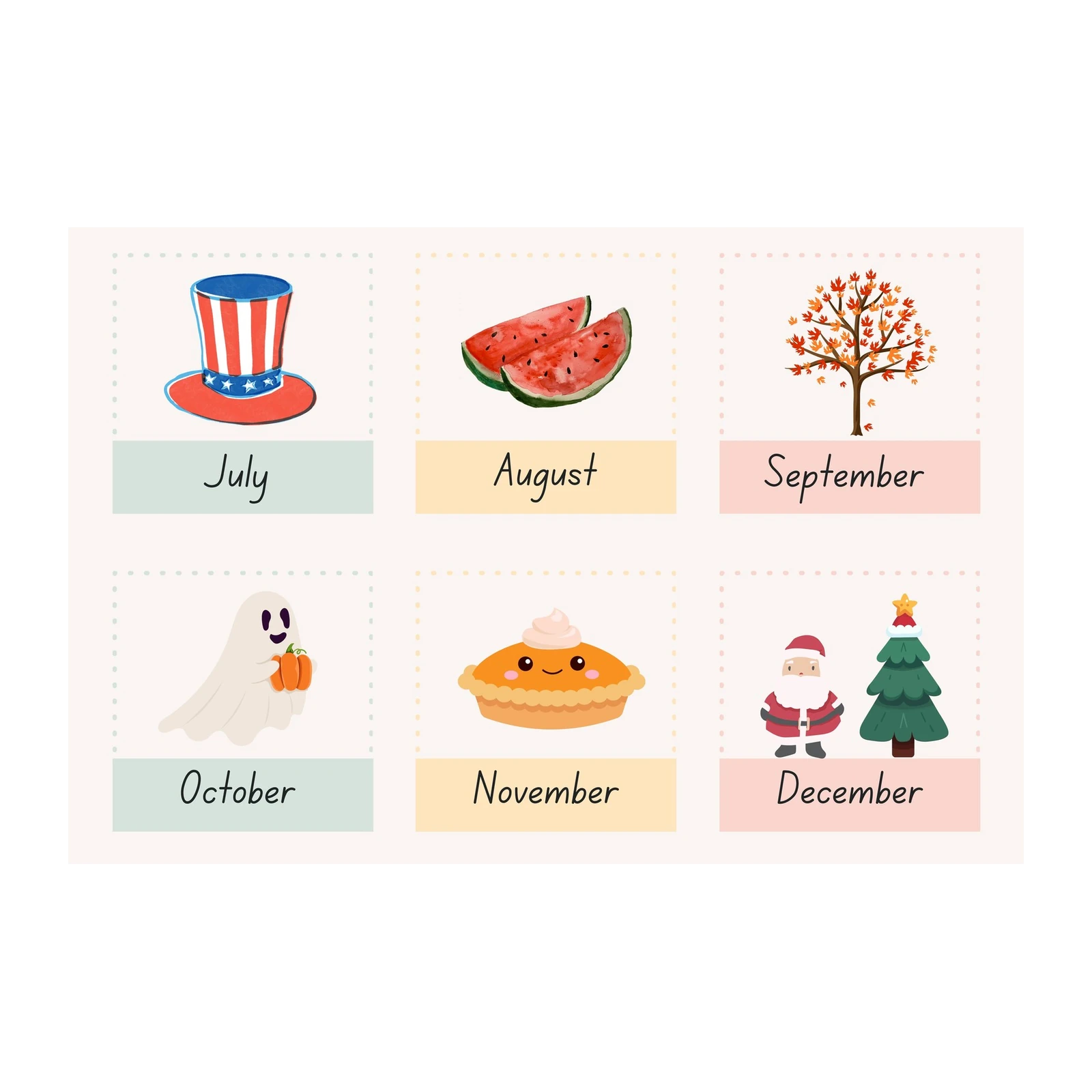 Cute Seasonal Months Wall Art