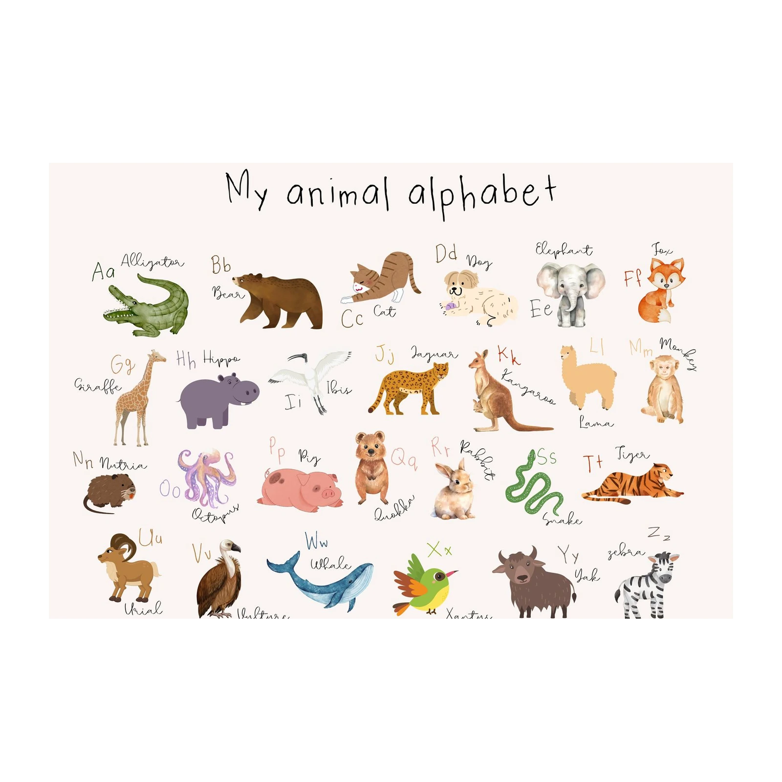 Whimsical Animal Alphabet Wall Art Wall Art