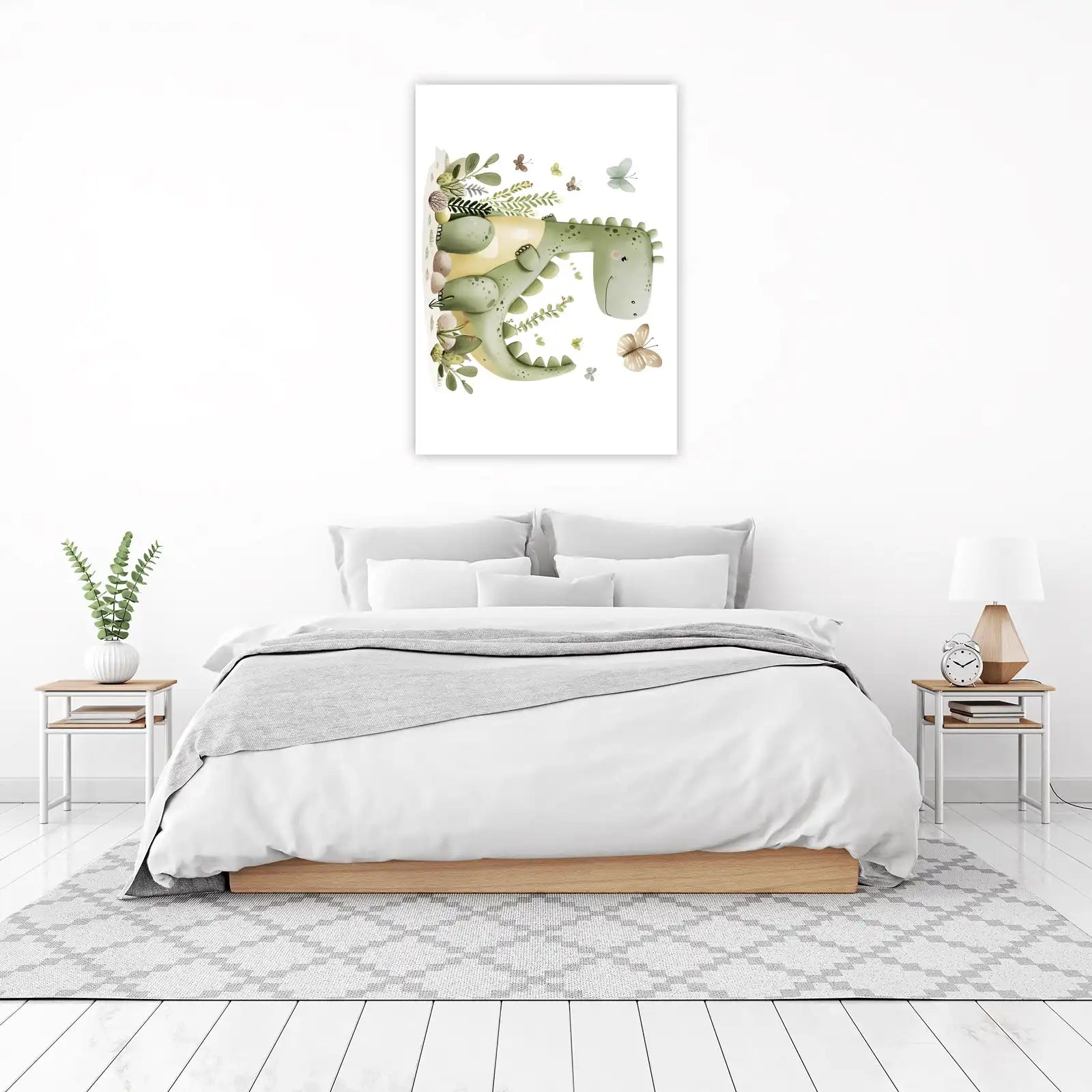 Adorable Dino & Butterflies Nursery Wall Art
