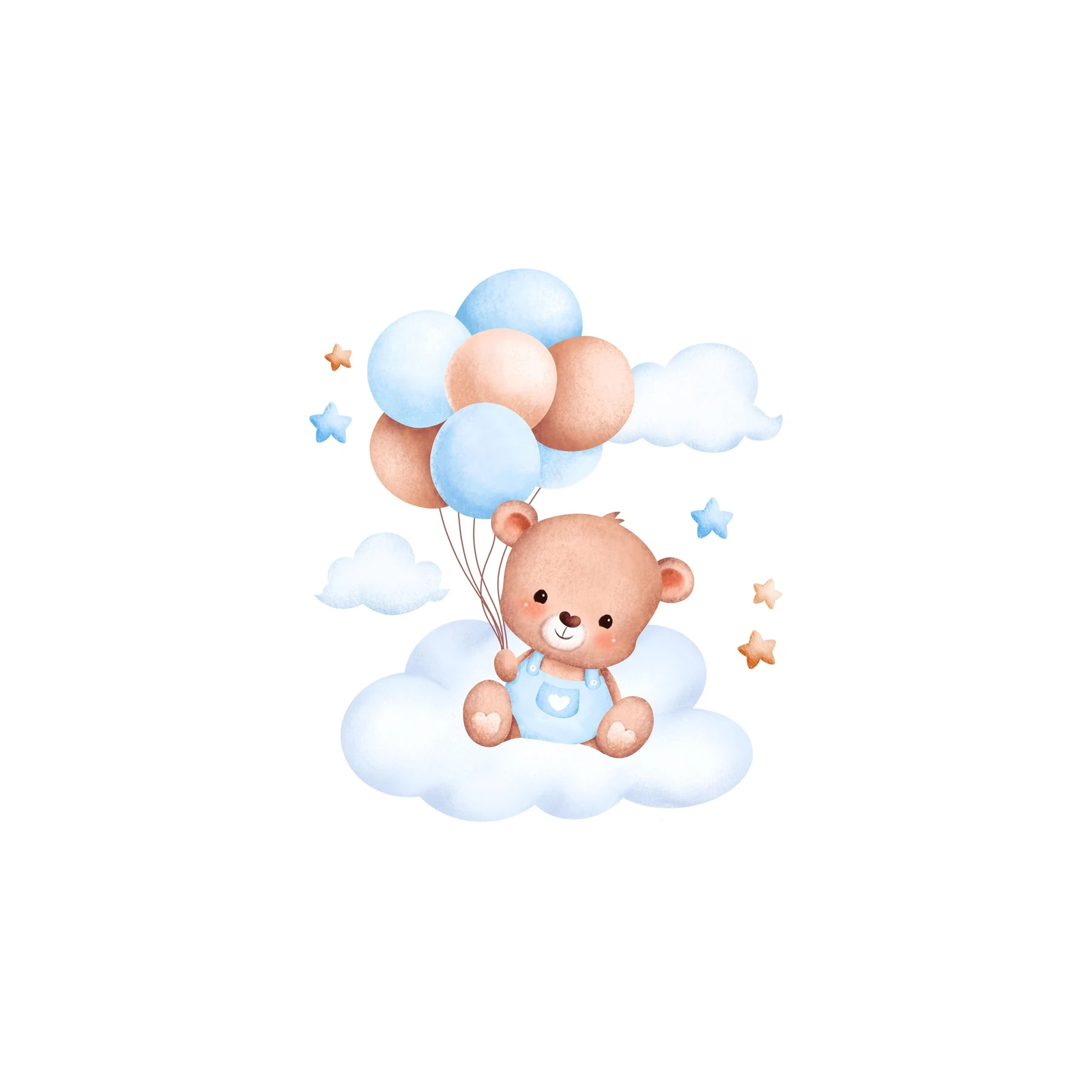 Cute Teddy Bear Cloud Balloons Wall Art